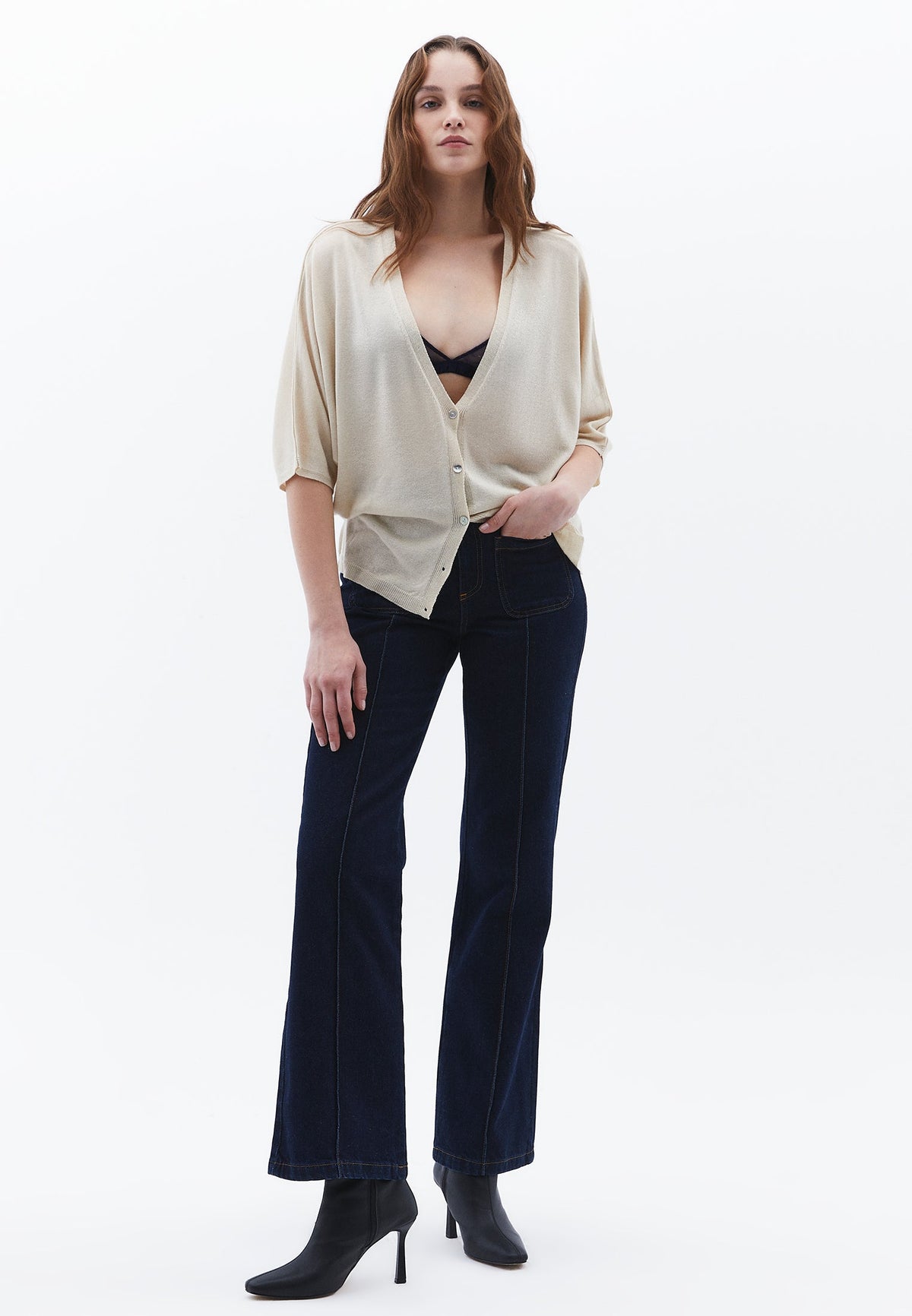 Tunic Cardigan Women Long Sleeve Batwing Sleeve - ALMOND MILK