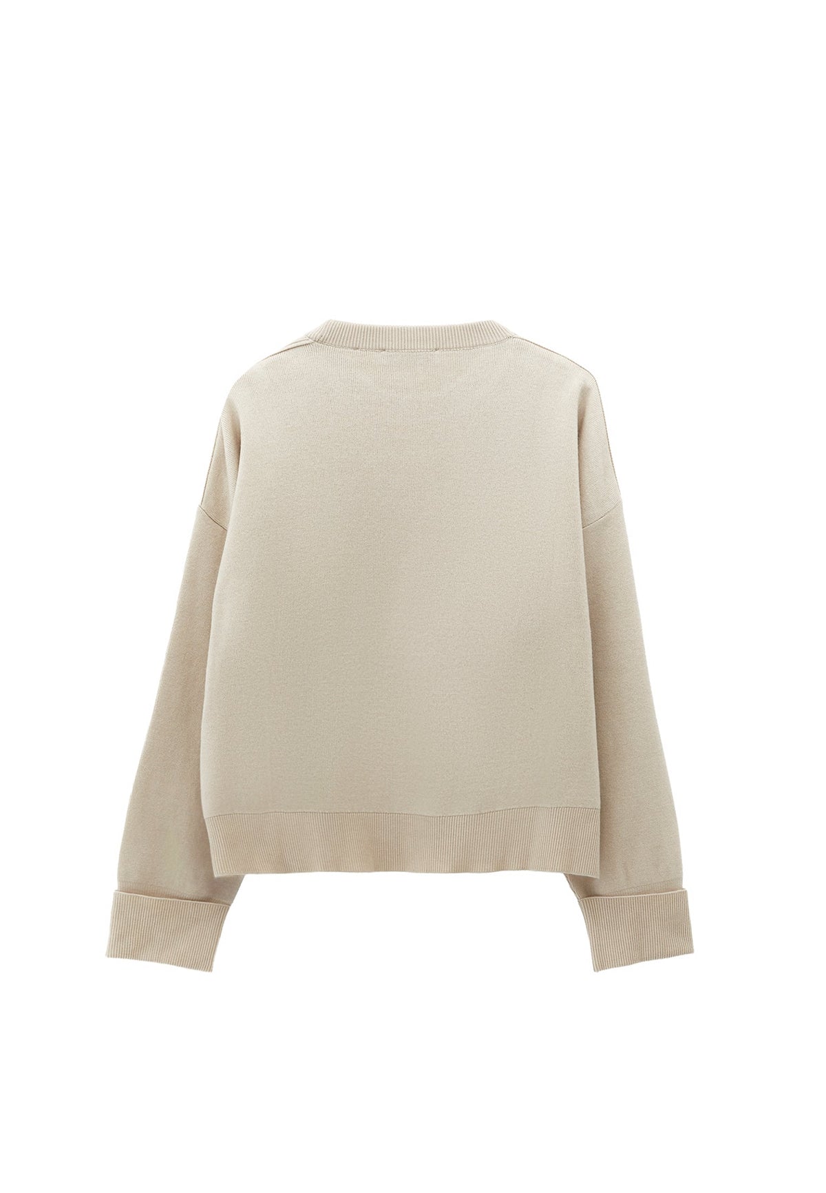 Viscose Sweater With Round Neck - ALMOND MILK