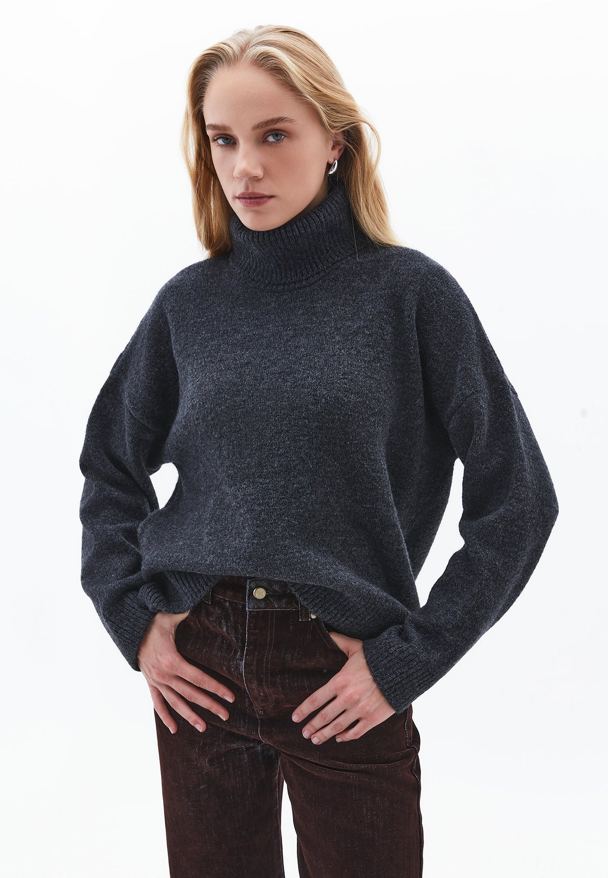 Soft Touch Turtleneck Roll Neck - ANTHRA MELANGE