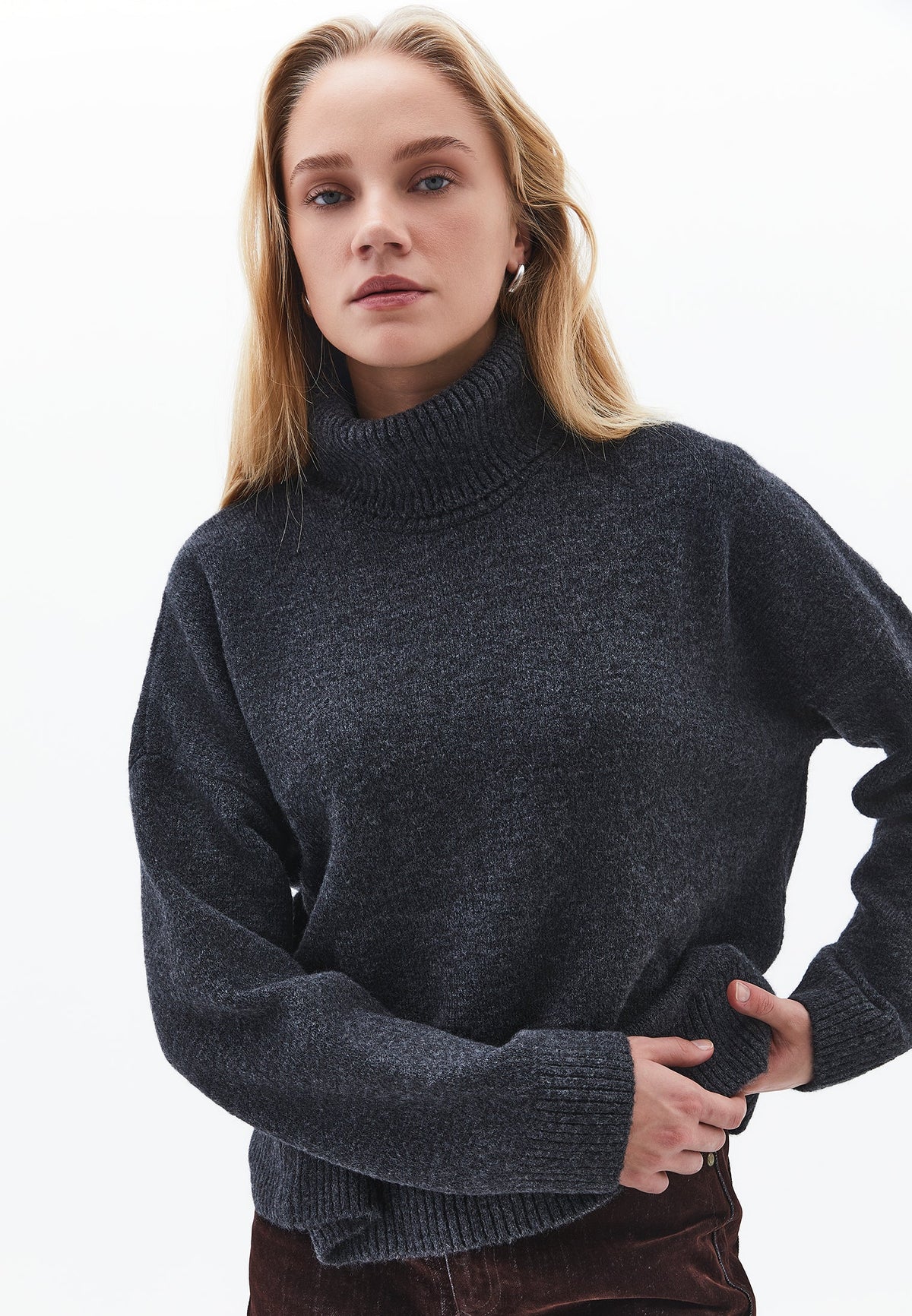 Soft Touch Turtleneck Roll Neck - ANTHRA MELANGE