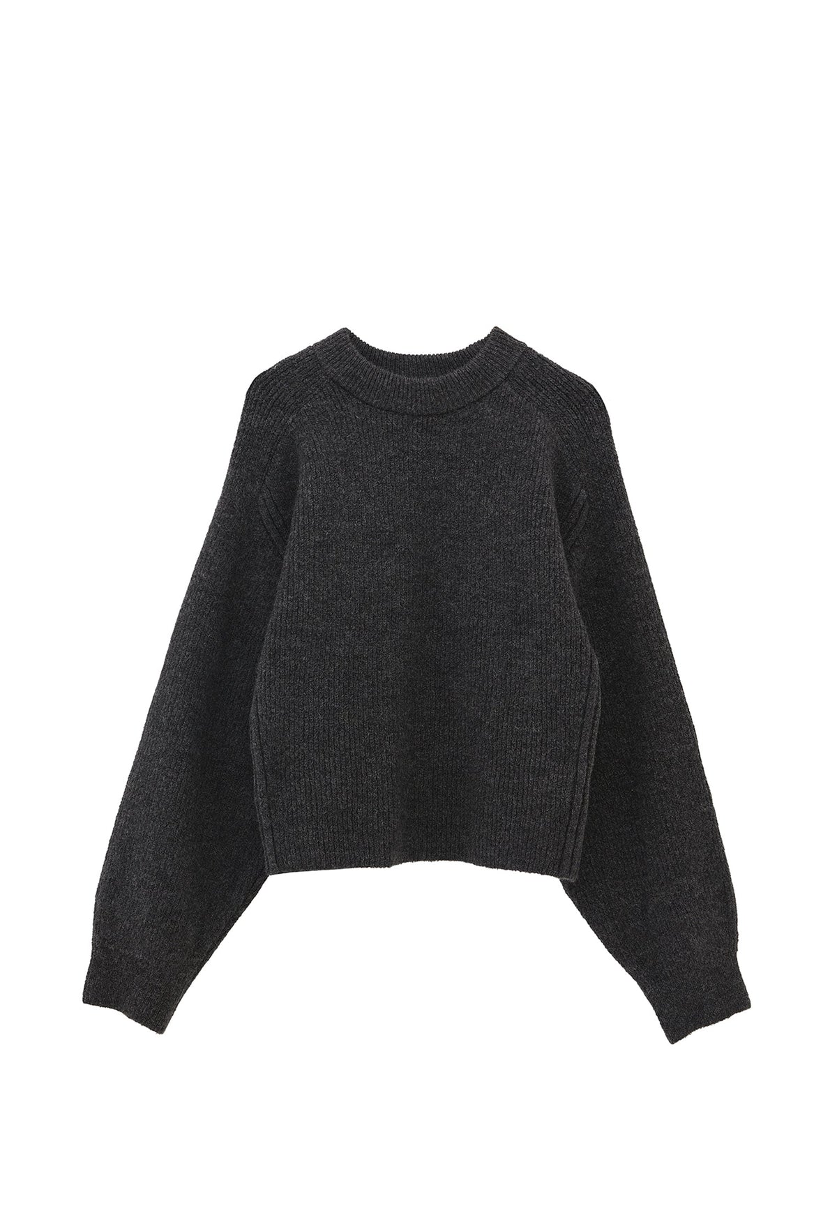 Crew Neck Long Sleeve Sweater - ANTHRA MELANGE