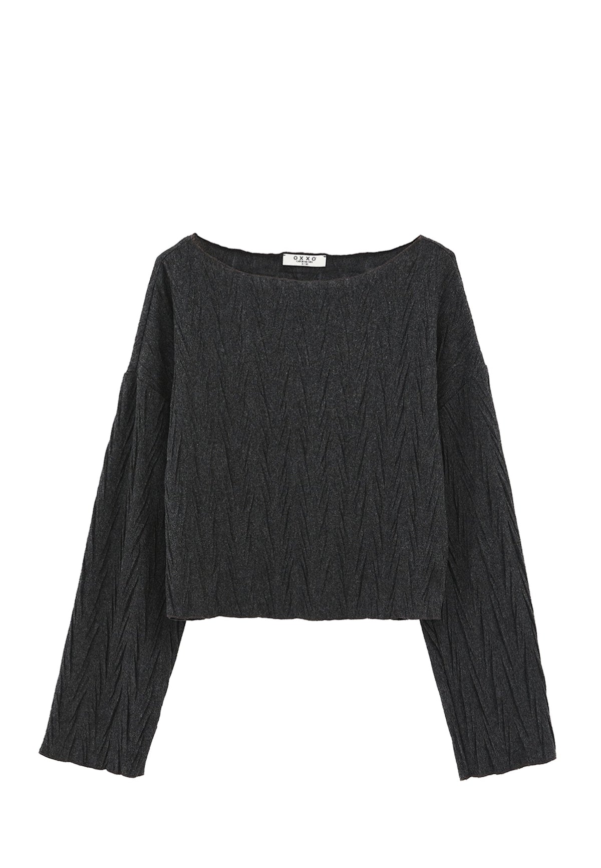 High Neck Long Sleeve Sweater - ANTHRA MELANGE