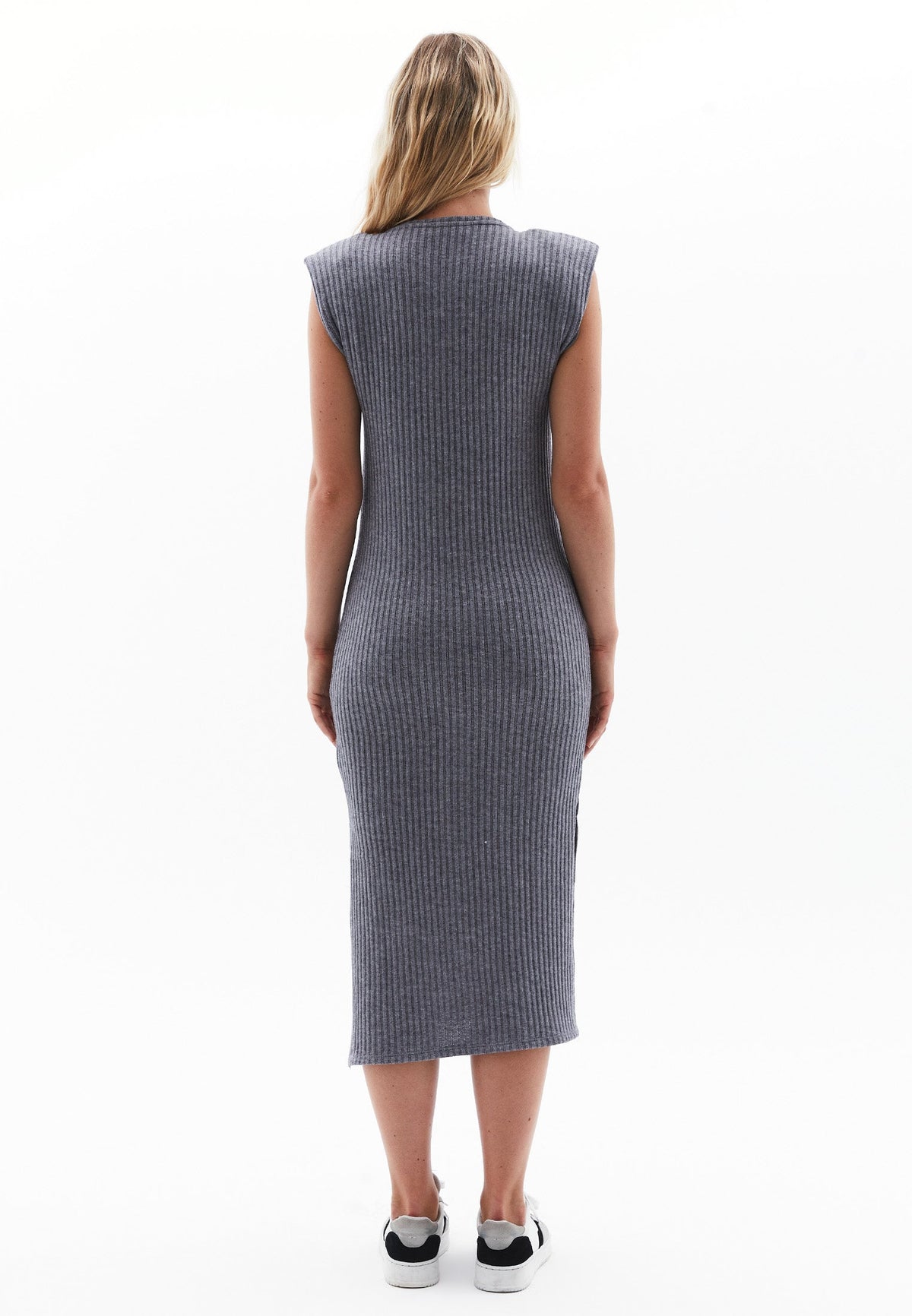 Crew Neck Long Relaxed Dress - ANTHRA MELANGE