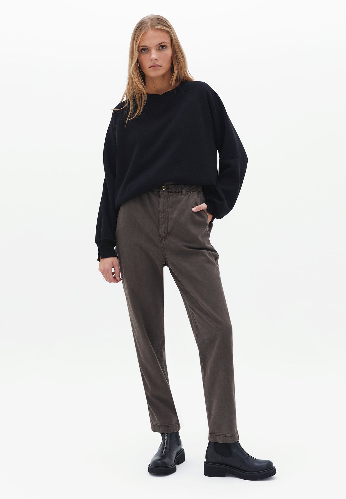 Carrot Leg Ultra High Waist Baggy Trousers - ANTIK CHOCOLATE CHIP