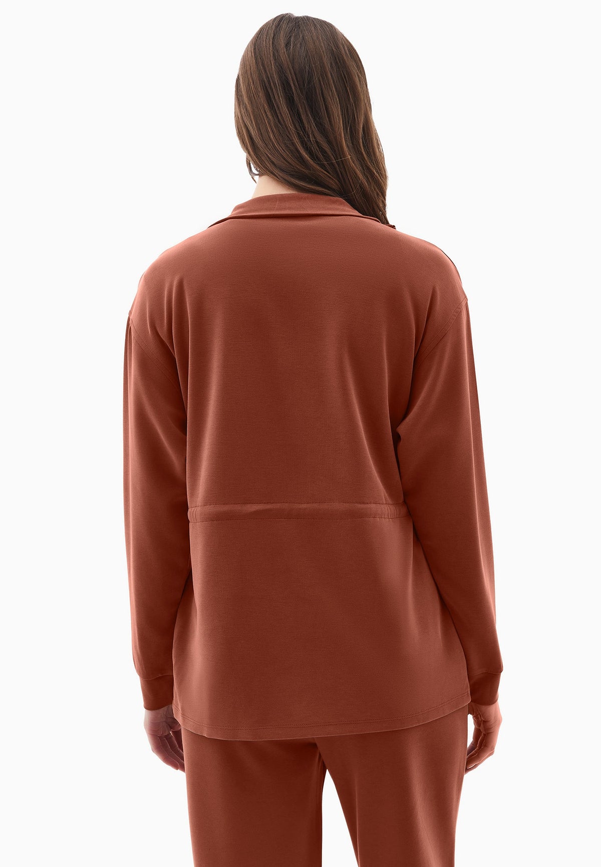 High Neck Zipper Detailed Long Sleeve Sweatshirt Tunic - ARABIAN SPICE