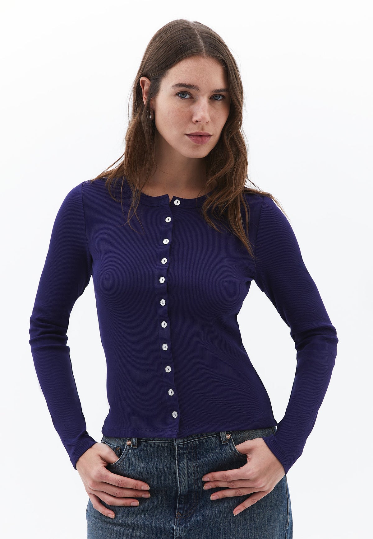 Long Sleeve Crew Neck Bodycon T-Shirt - ASTRAL AURA