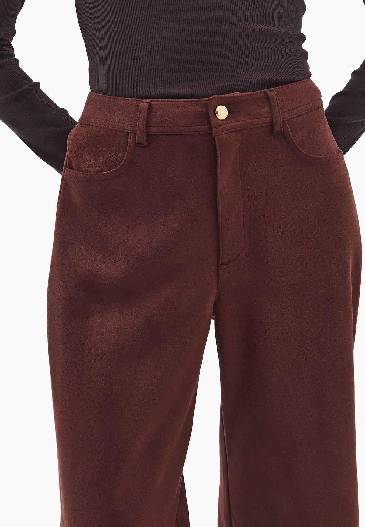 Wide Leg Ultra High Waist Pants - BITTER CHOCOLATE