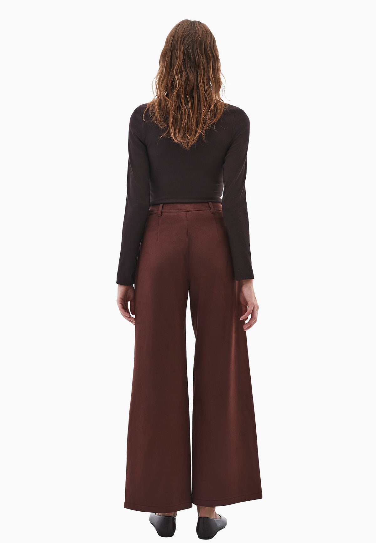 Wide Leg Ultra High Waist Pants - BITTER CHOCOLATE