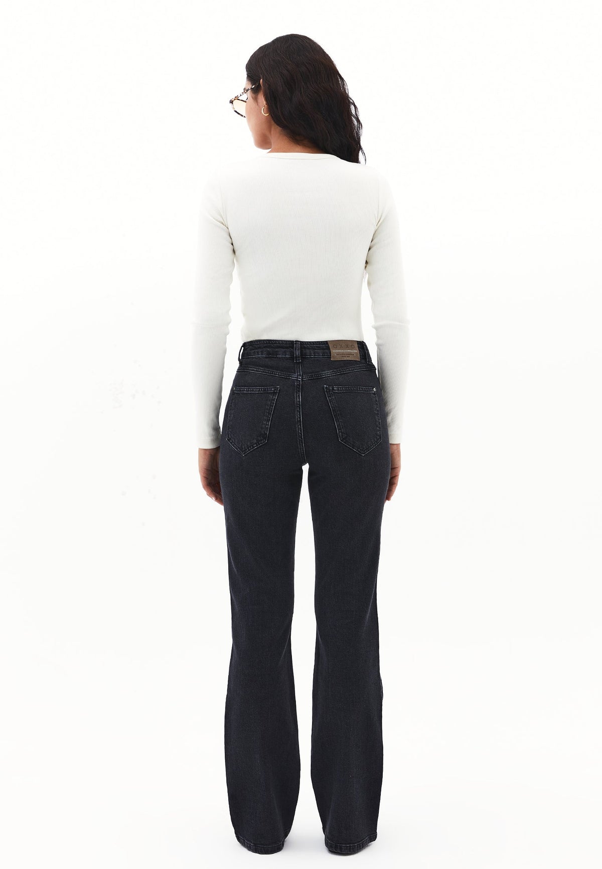 Ultra High Waist Straight Leg Denim Pants - BLACK DENIM
