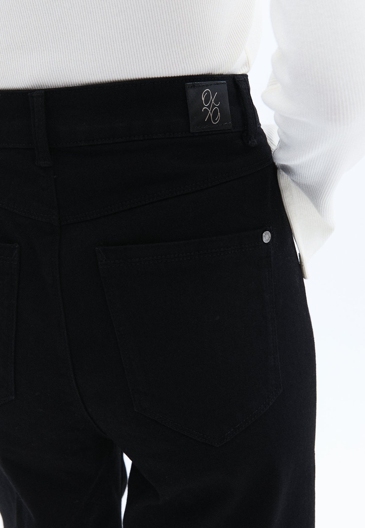 Wide Leg Denim Pants - BLACK DENIM