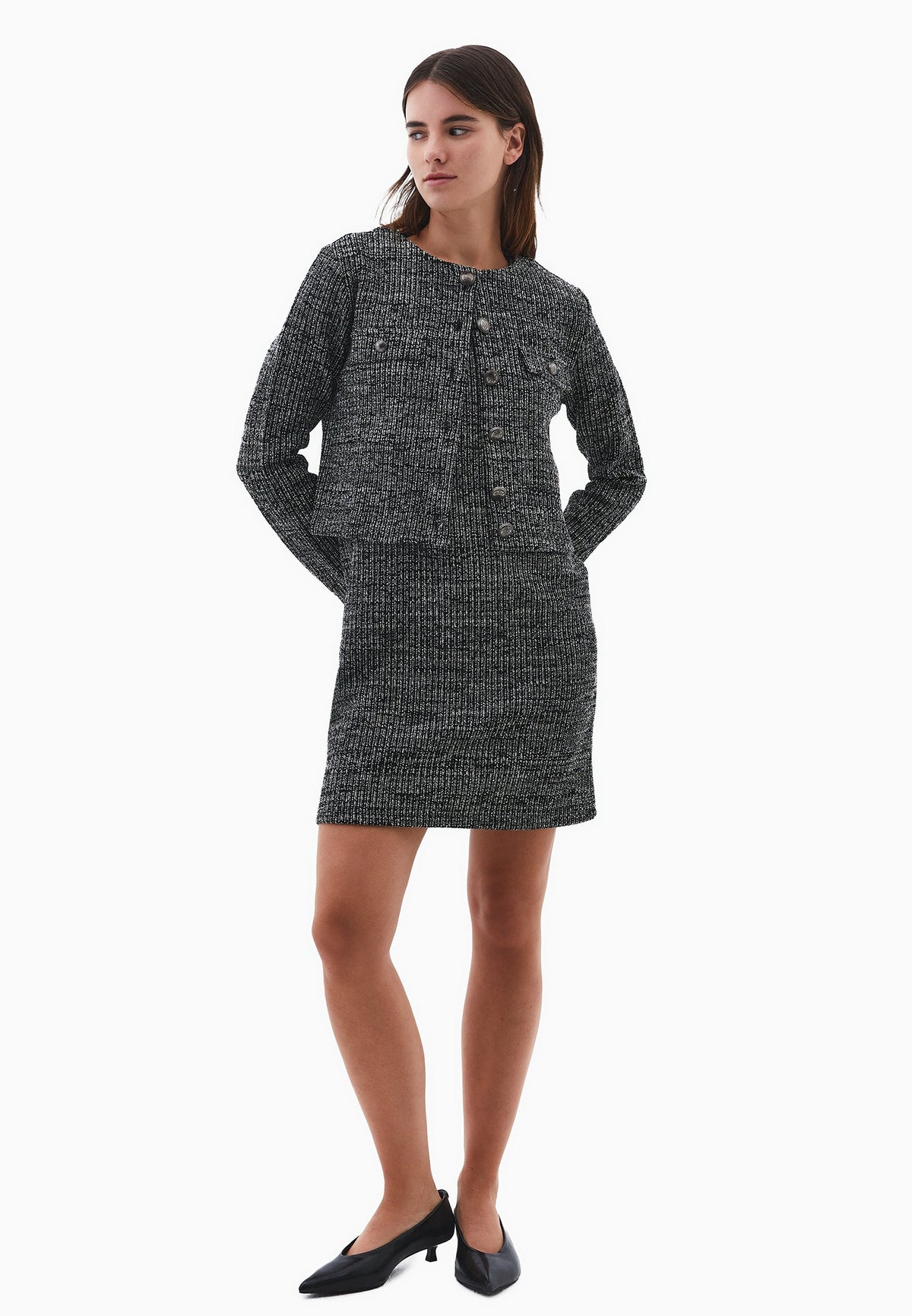Sleeveless Dress With Crew Neck And Comfortable Fit - BLACK MELANGE