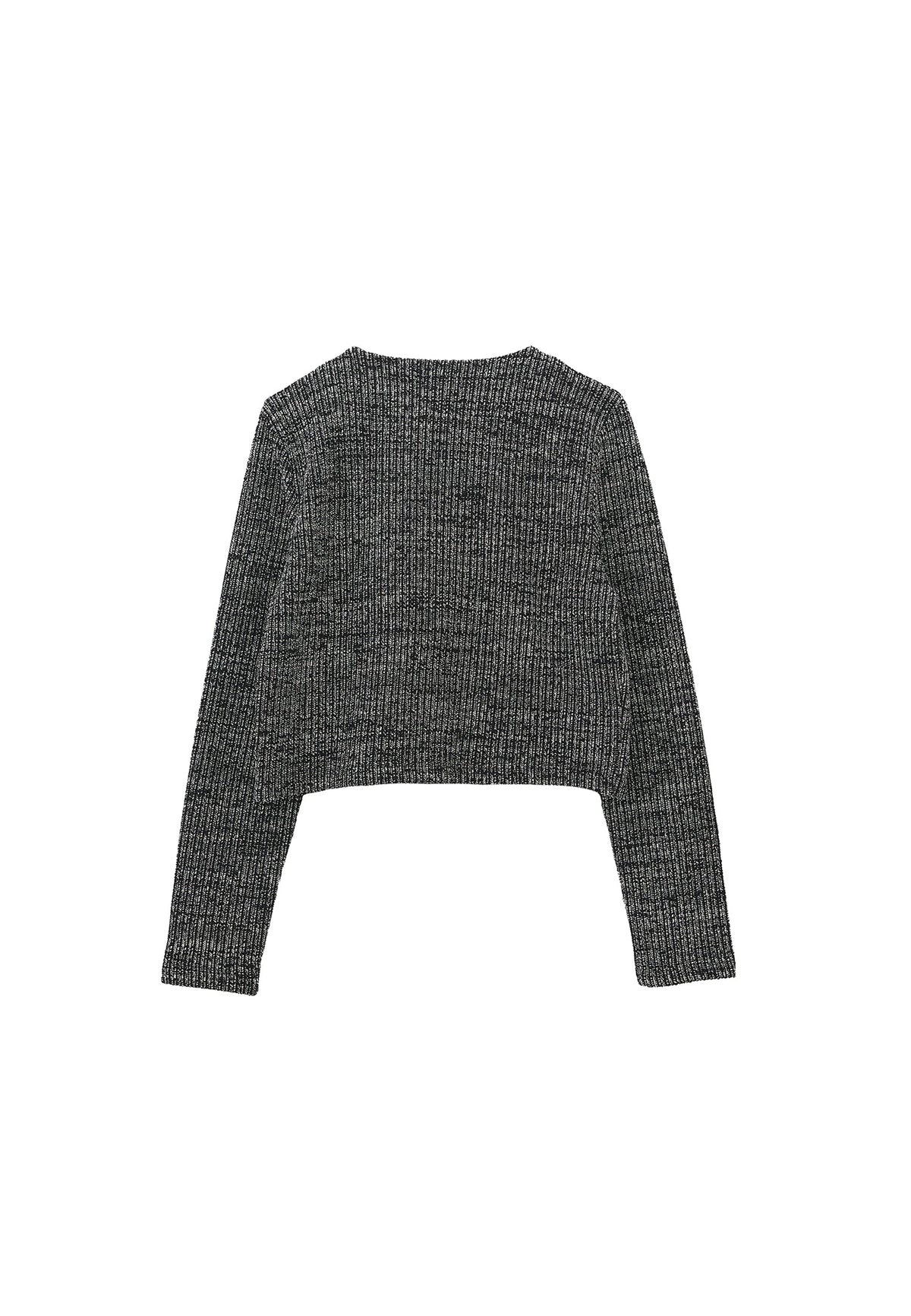 Buttoned Round Neck Cardigan - BLACK MELANGE