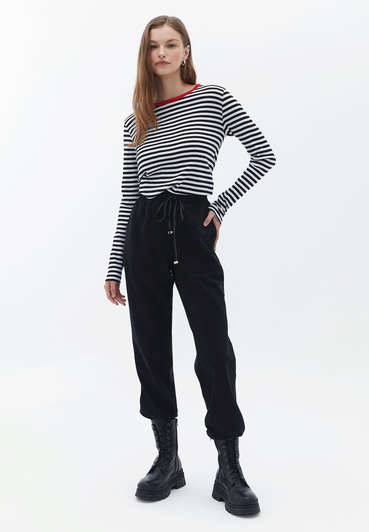 Jogger Pocket Detailed Pants - BLACK