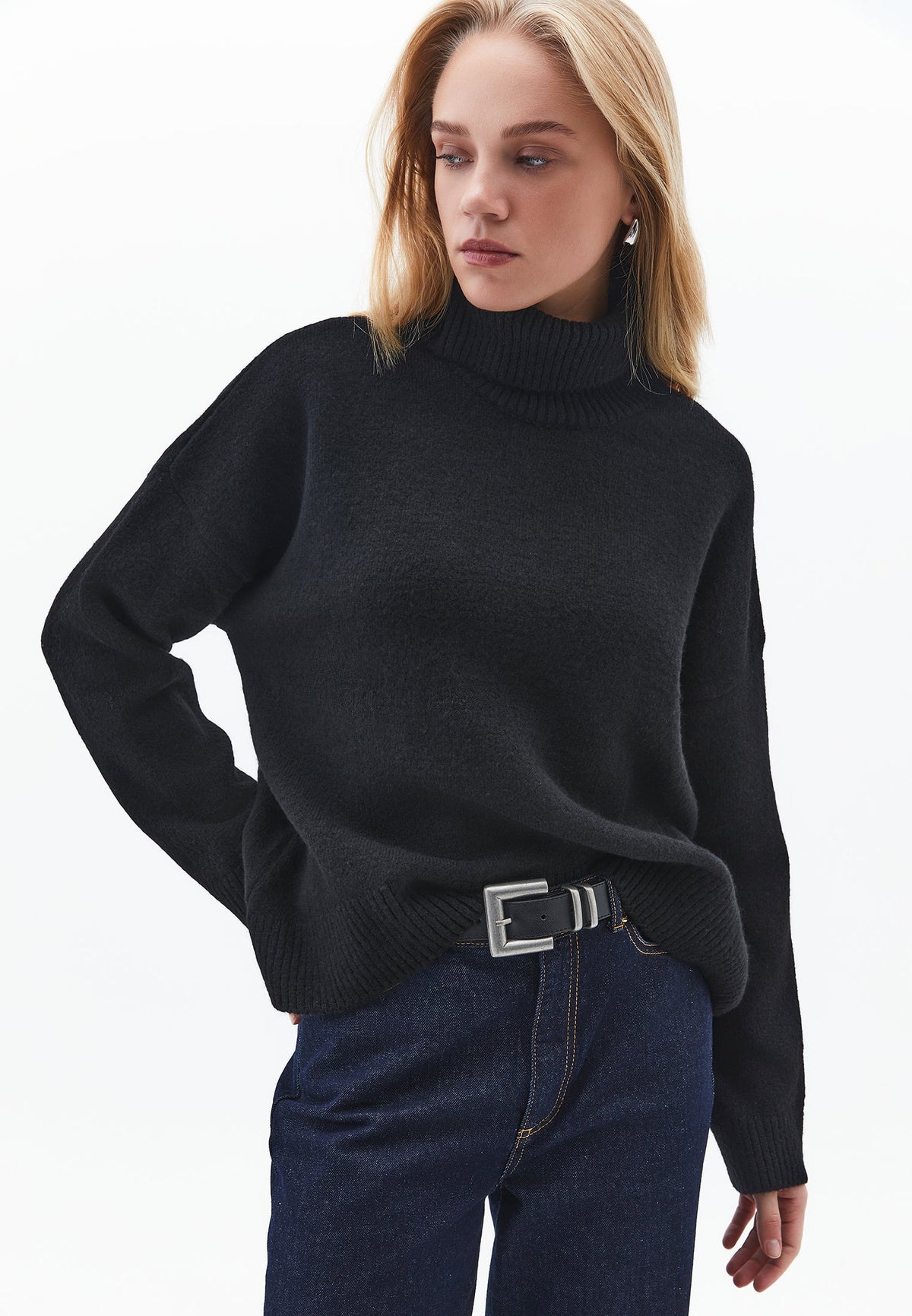 Soft Touch Turtleneck Roll Neck - BLACK