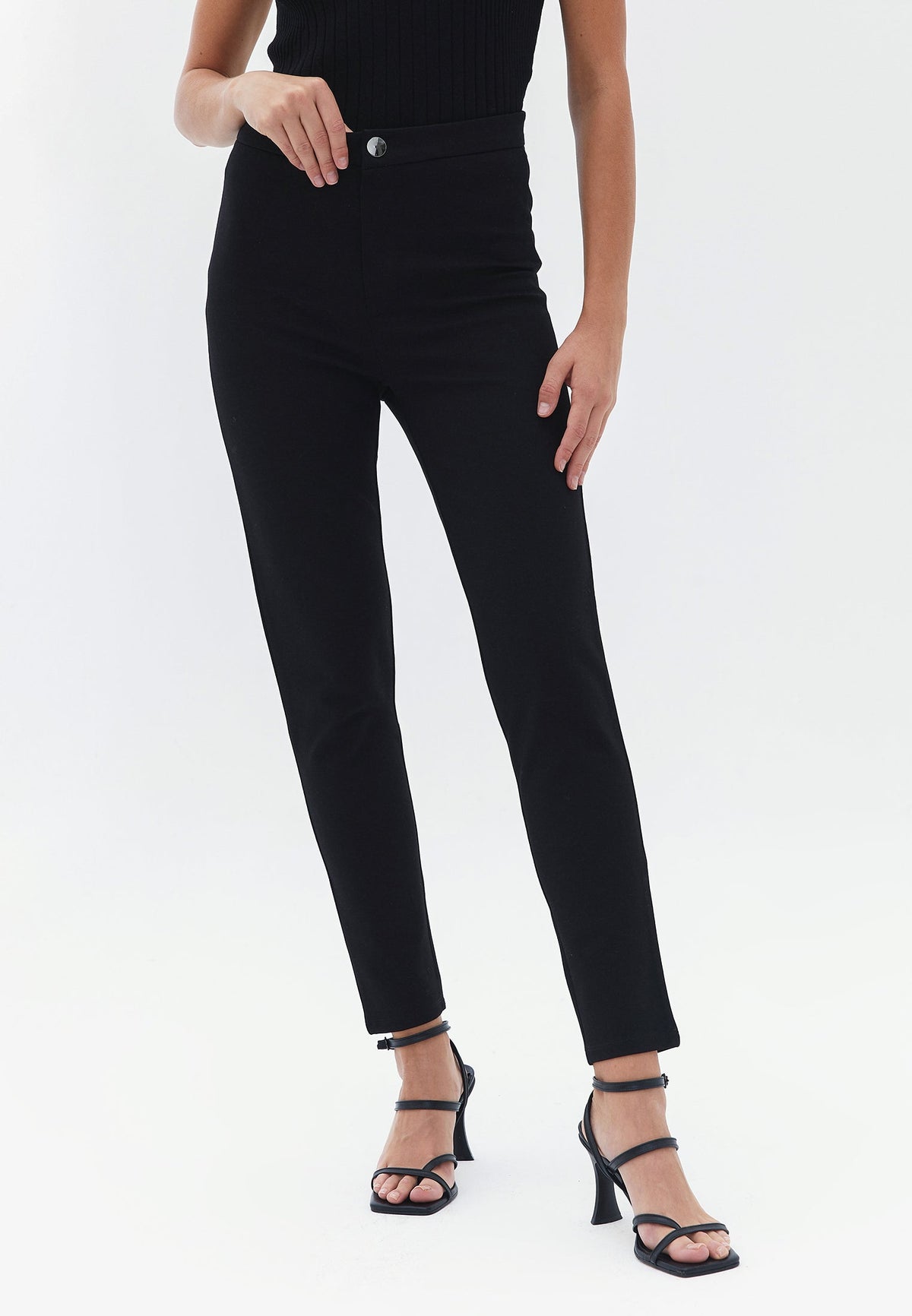 Ultra High Waist Long Leggings - BLACK