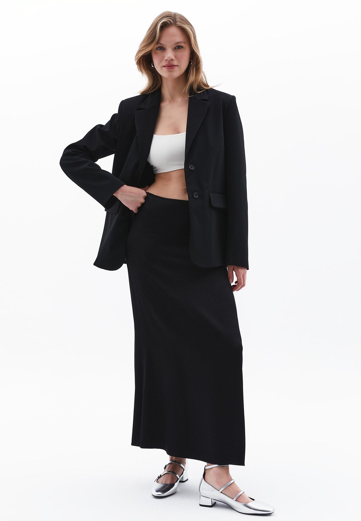 Women's Upper Garment Oversize Blazer Jacket - BLACK