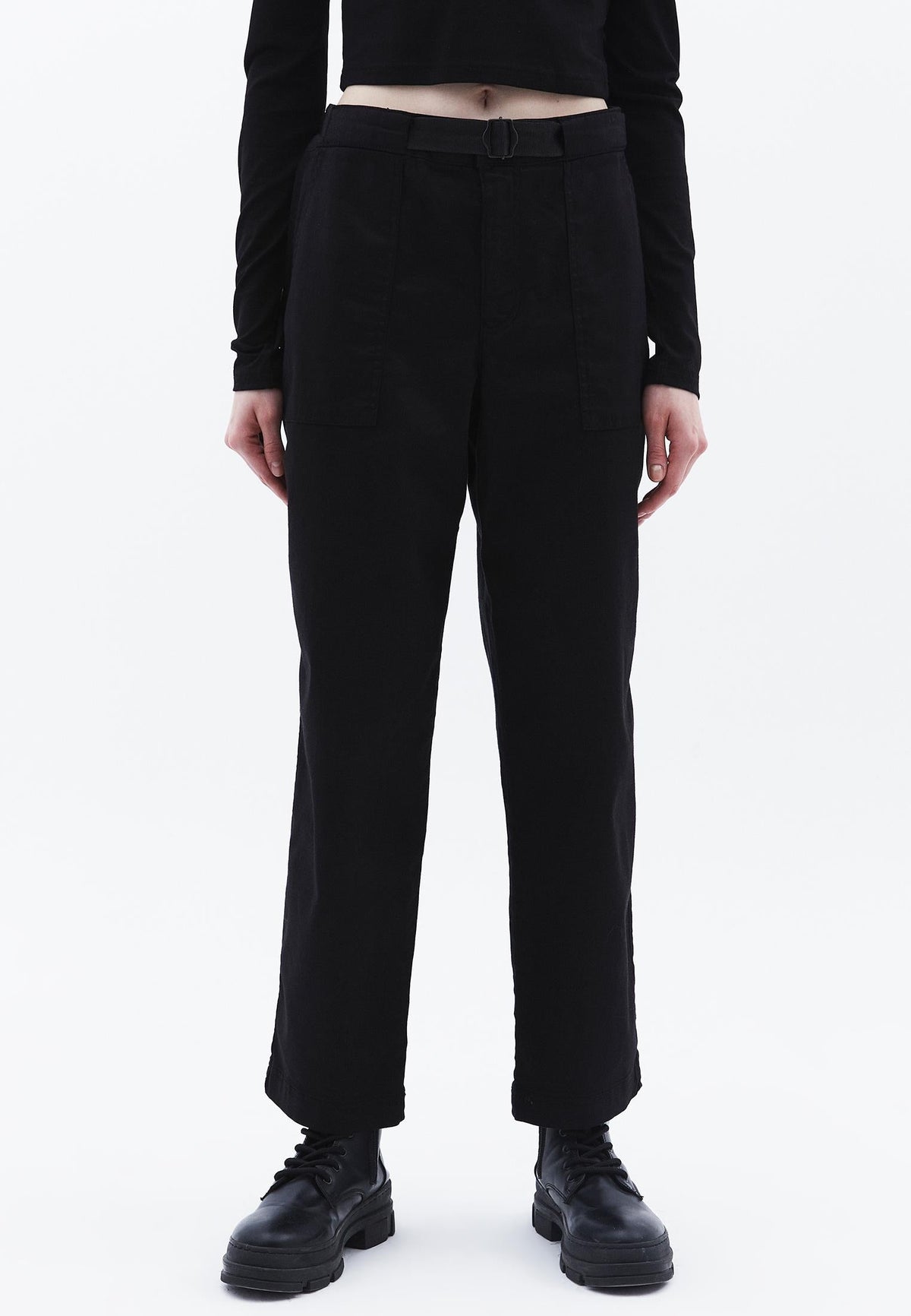 Carrot Fit Trousers - BLACK