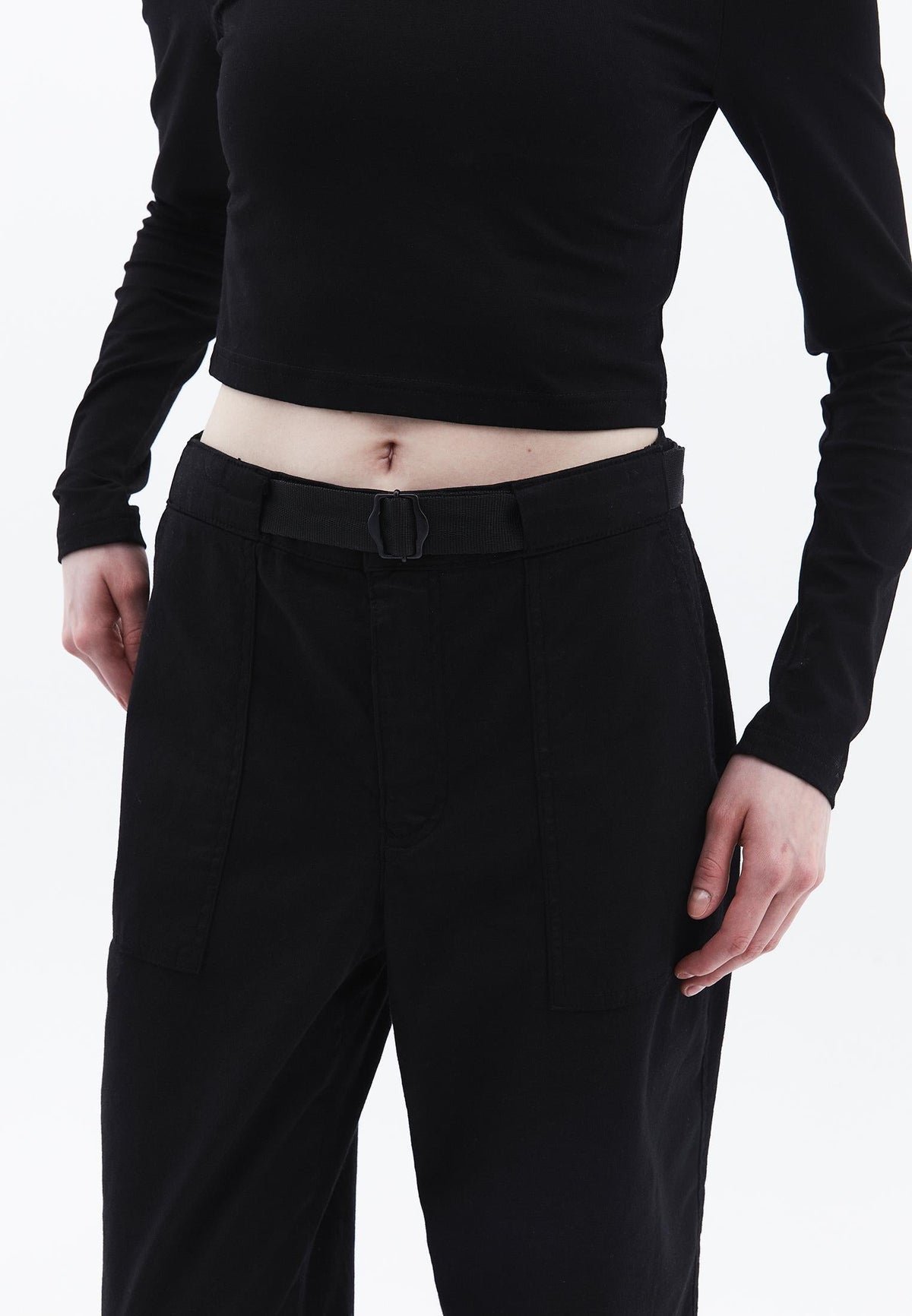 Carrot Fit Trousers - BLACK