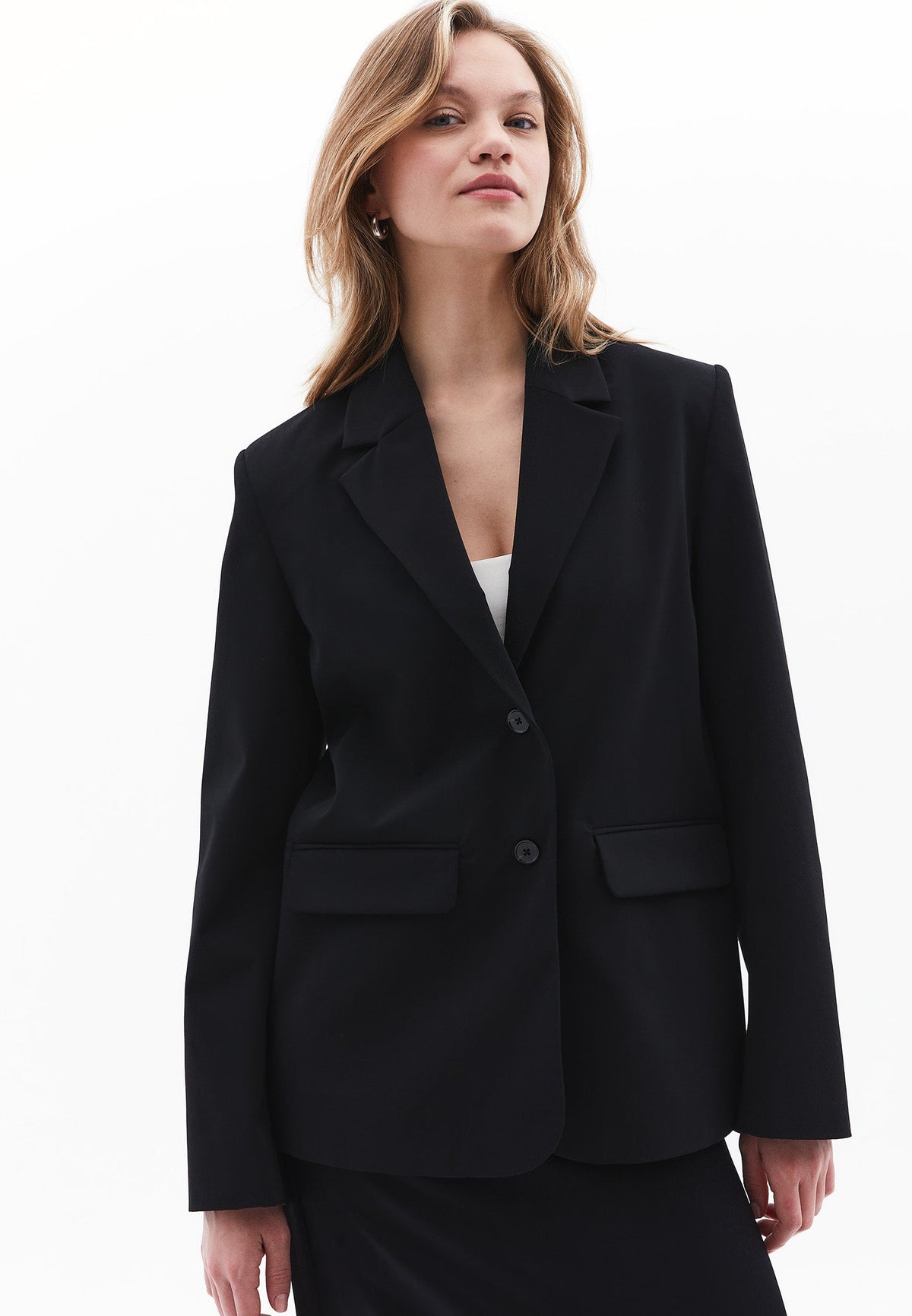 Women's Upper Garment Oversize Blazer Jacket - BLACK
