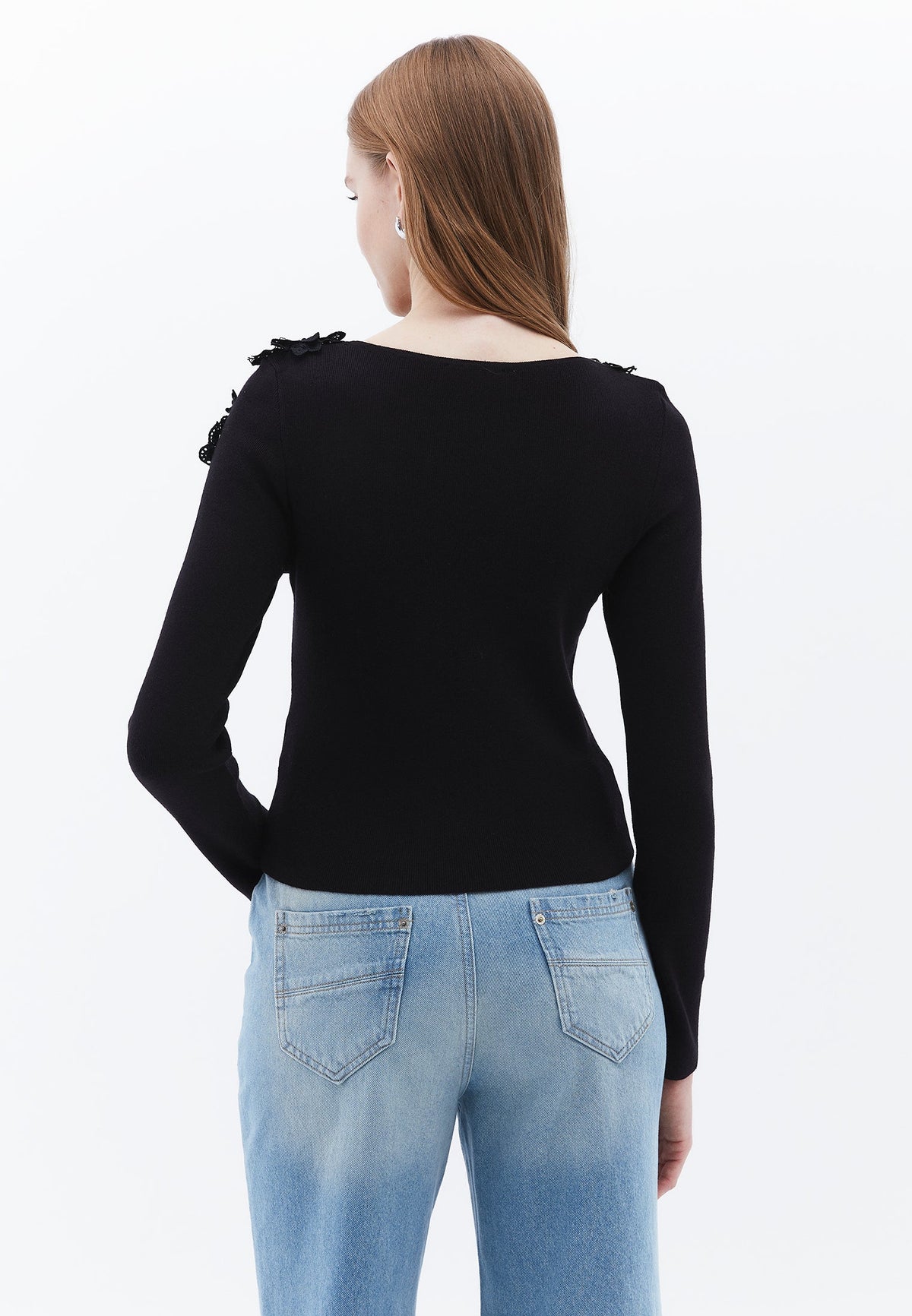 Boat Neck Raglan Sleeve Sweater - BLACK