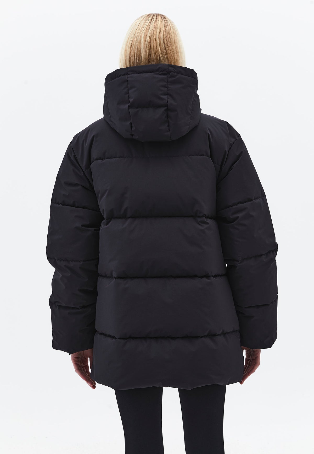 High Neck Midi Coat - BLACK