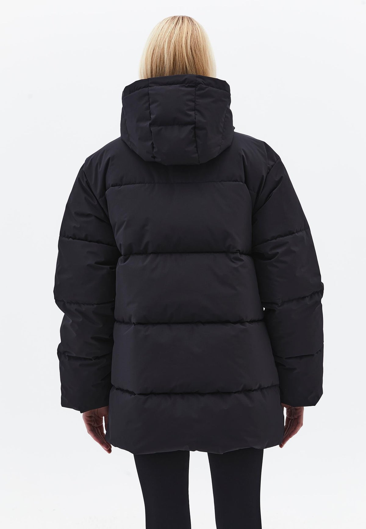High Neck Midi Coat - BLACK