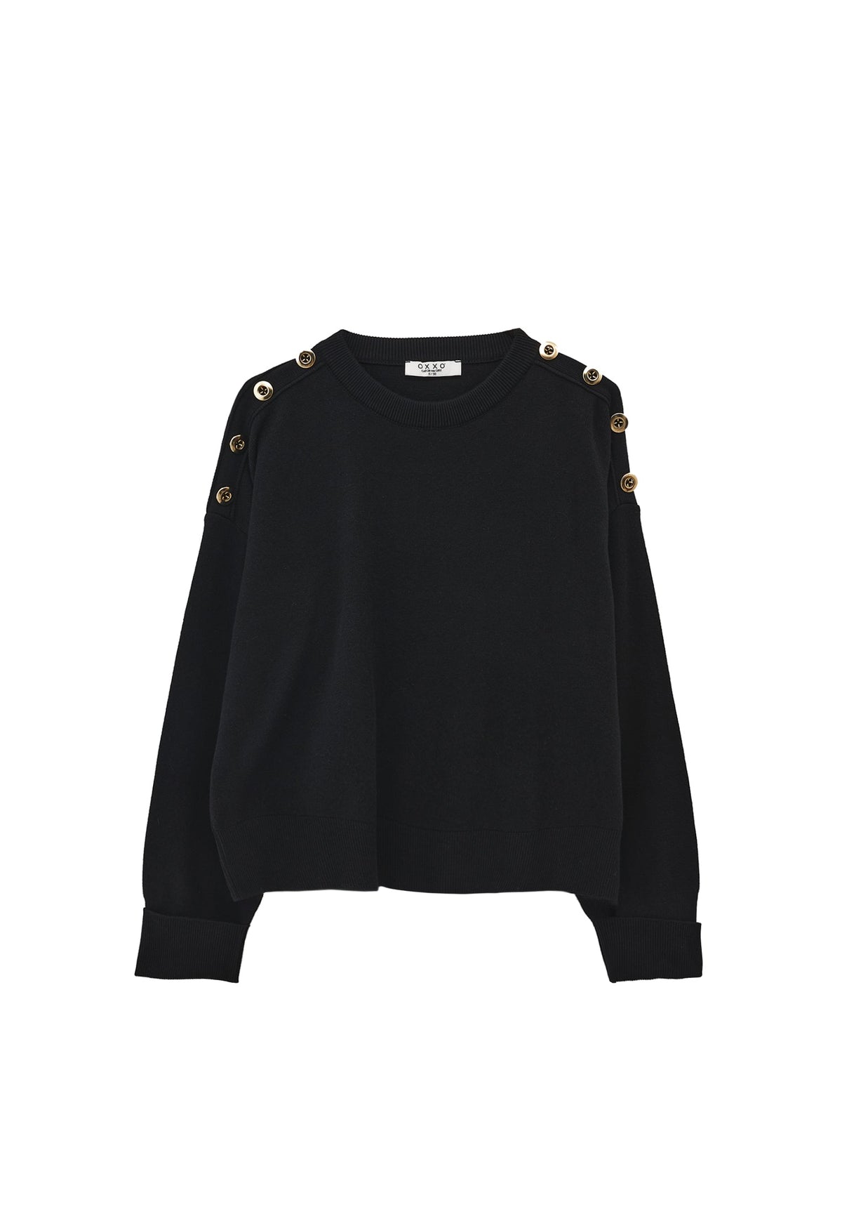 Viscose Sweater With Round Neck - BLACK