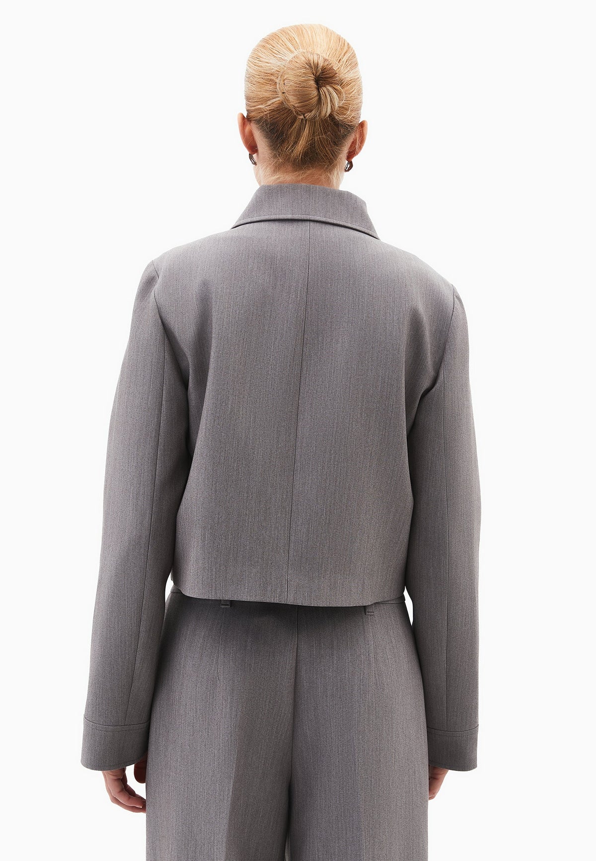 Short Jacket With Shirt Collar - BRUSHED NICKEL