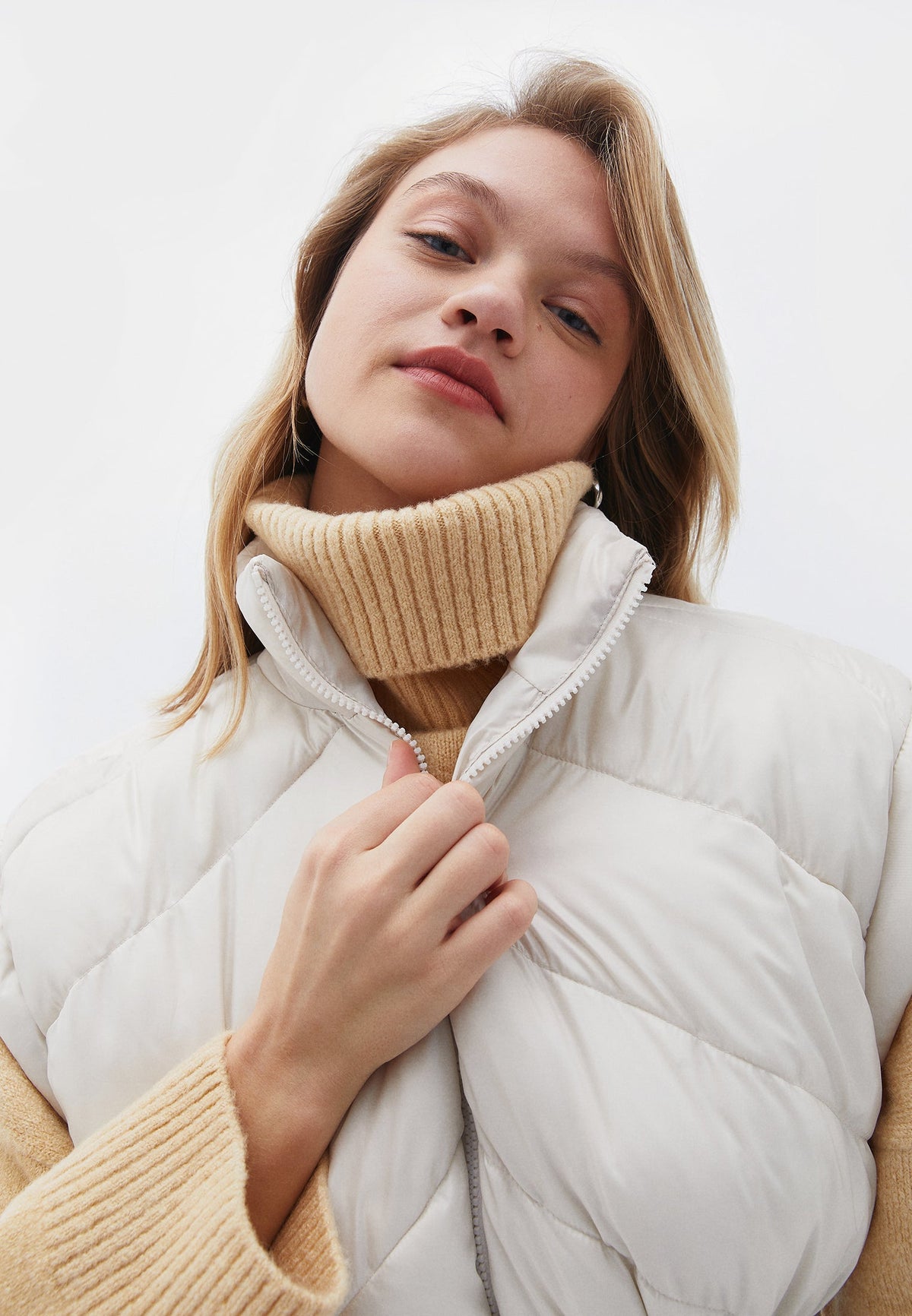 Vest With Belted Collar Detail - BUTTERCREAM
