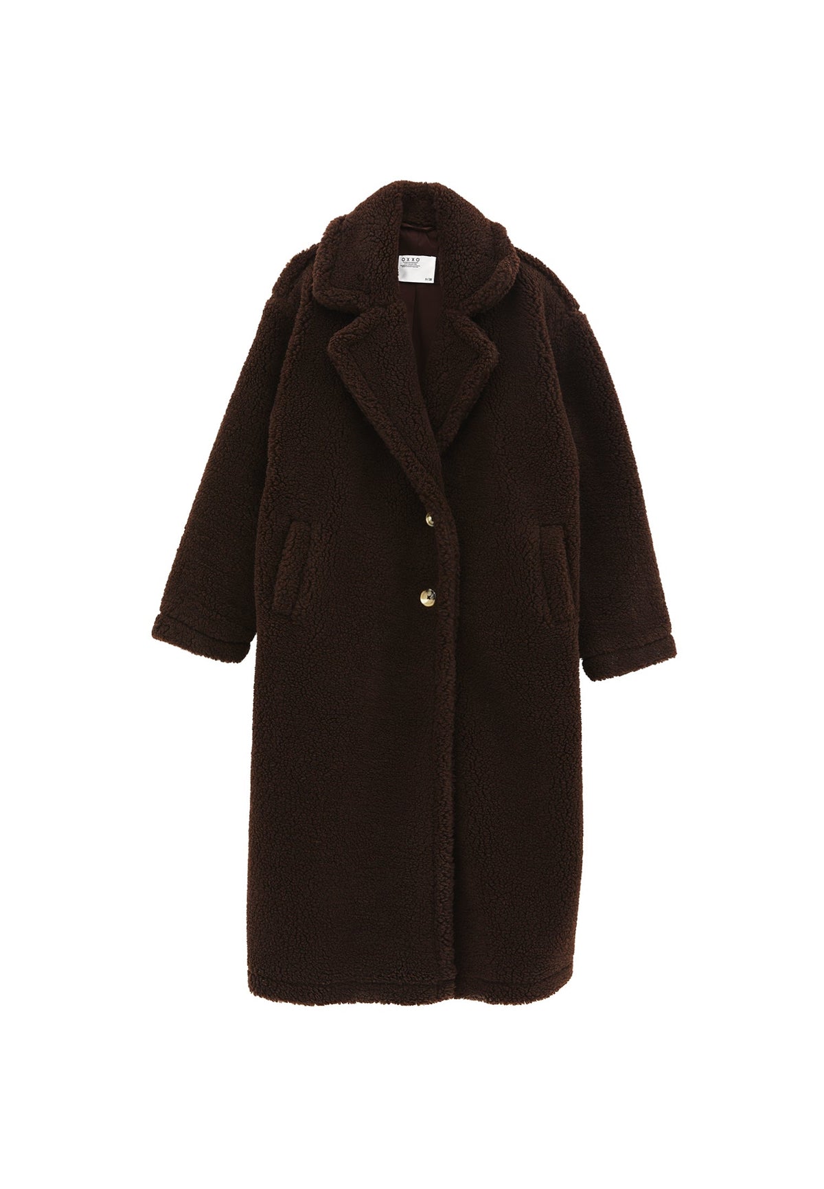 V Neck Long Sleeve Tunic Coat - CHOCOLATE TORTE
