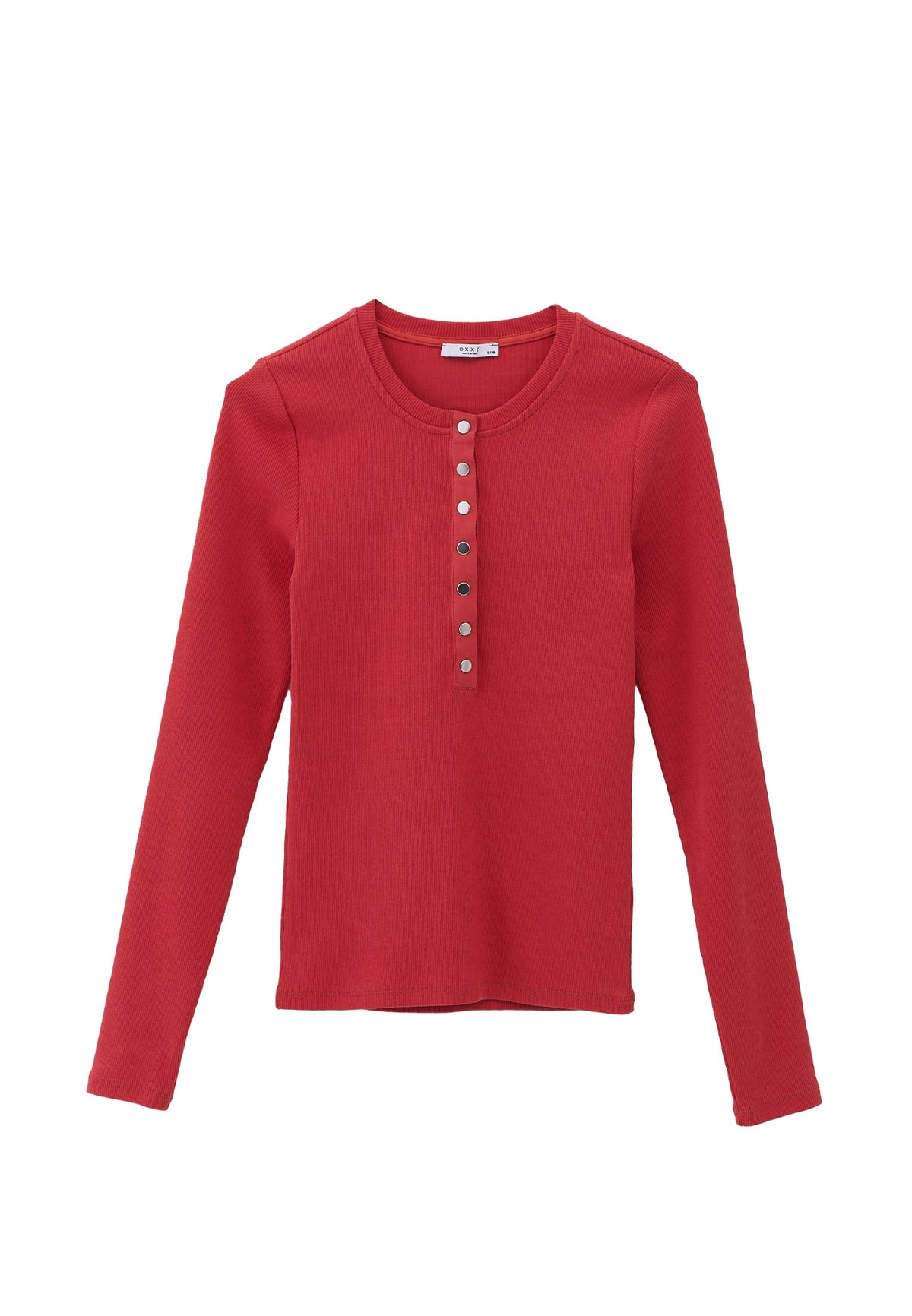Ribbed Fabric Long Sleeve T-Shirt Crew Neck - CHRYSANTHEMUM