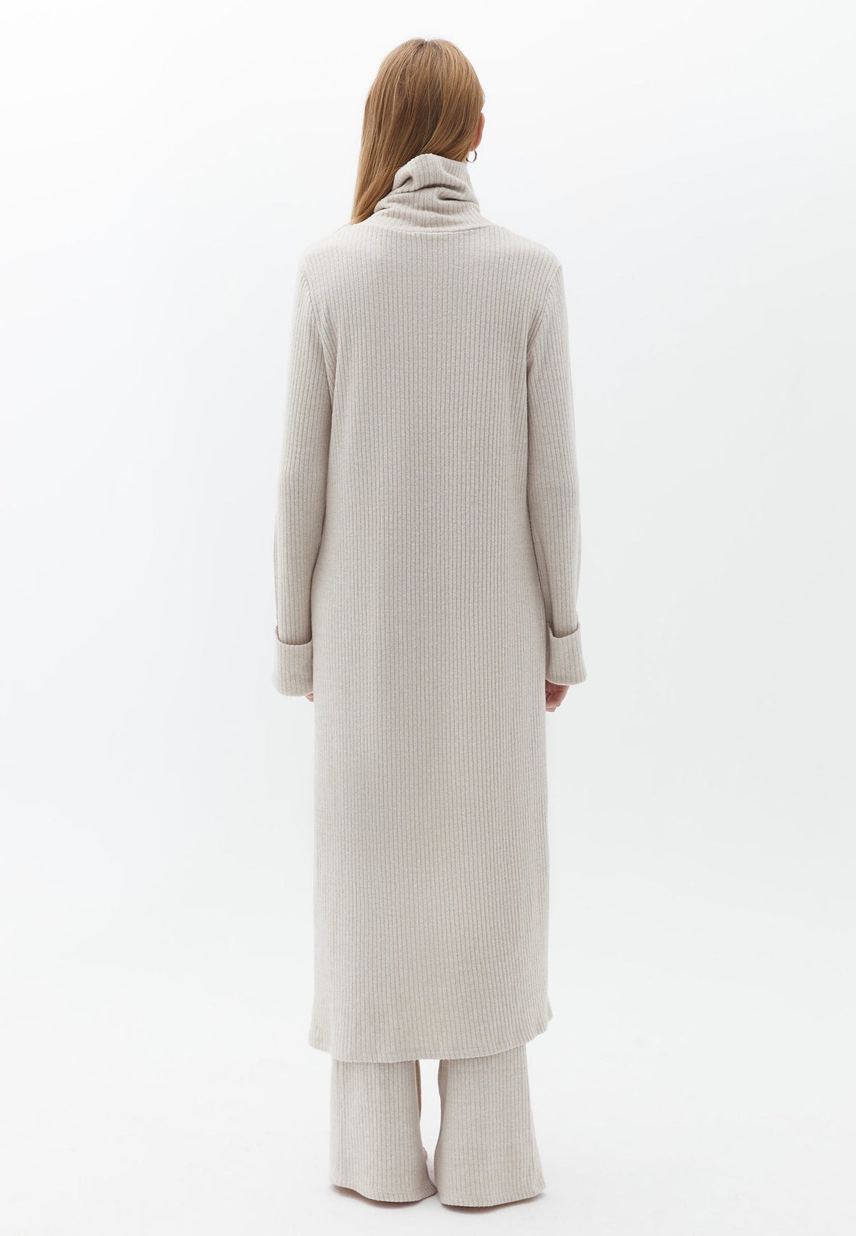 Turtleneck Tunic Blouse - CREME BRULEE