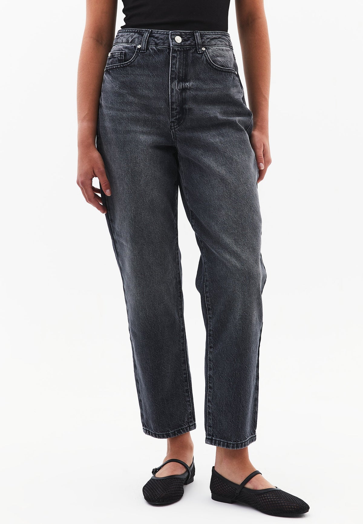 Mom Fit Standard Pants - DARK GREY DENIM