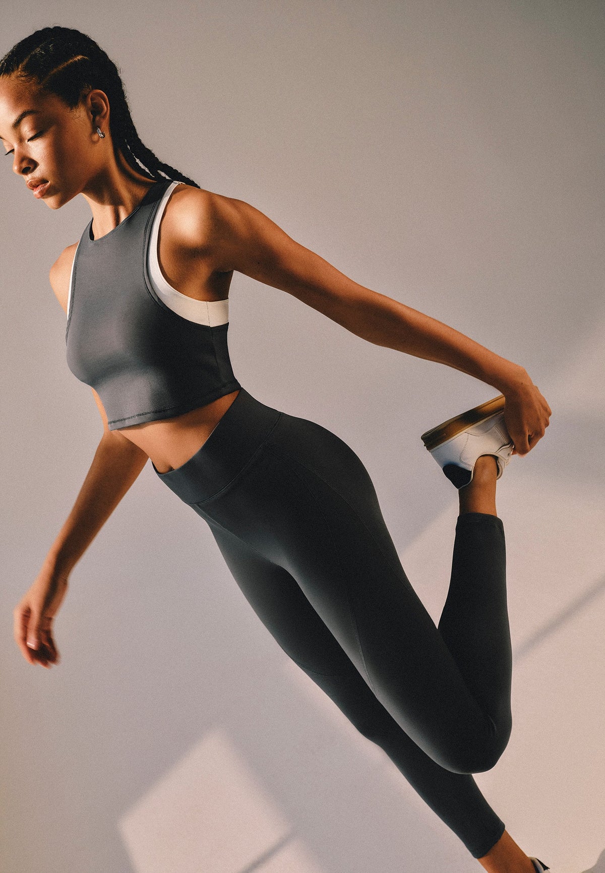 High Waist Skinny Leg Long Leggings - DARK SLATE