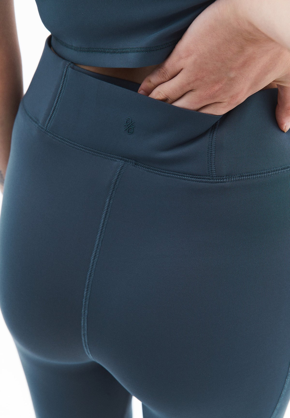 High Waist Skinny Leg Long Leggings - DARK SLATE