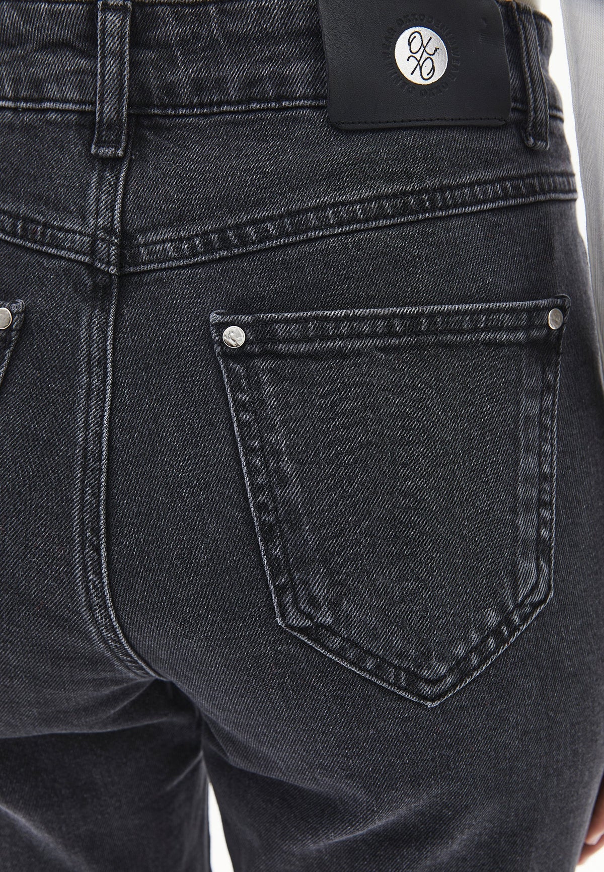 High Waist Straight Leg Denim Pants - DEEP GREY DENIM
