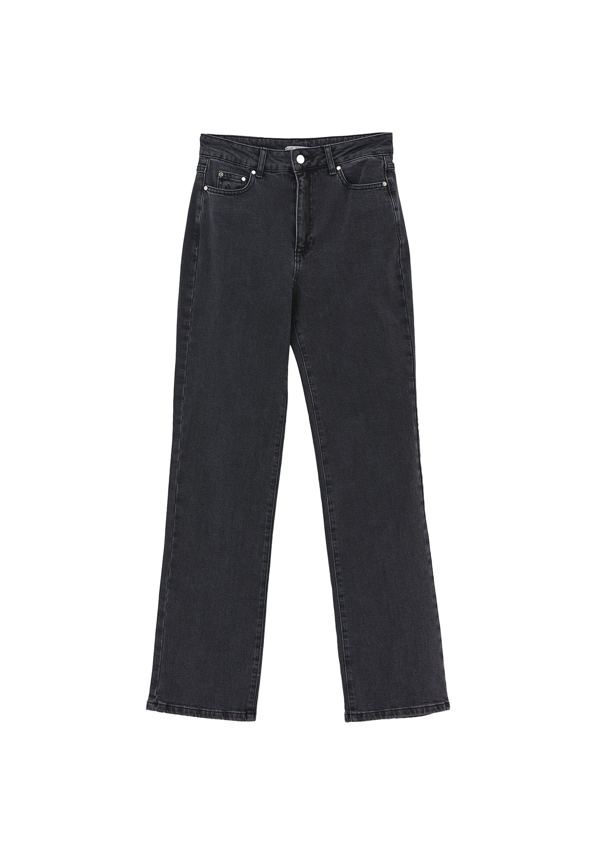 High Waist Straight Leg Denim Pants - DEEP GREY DENIM