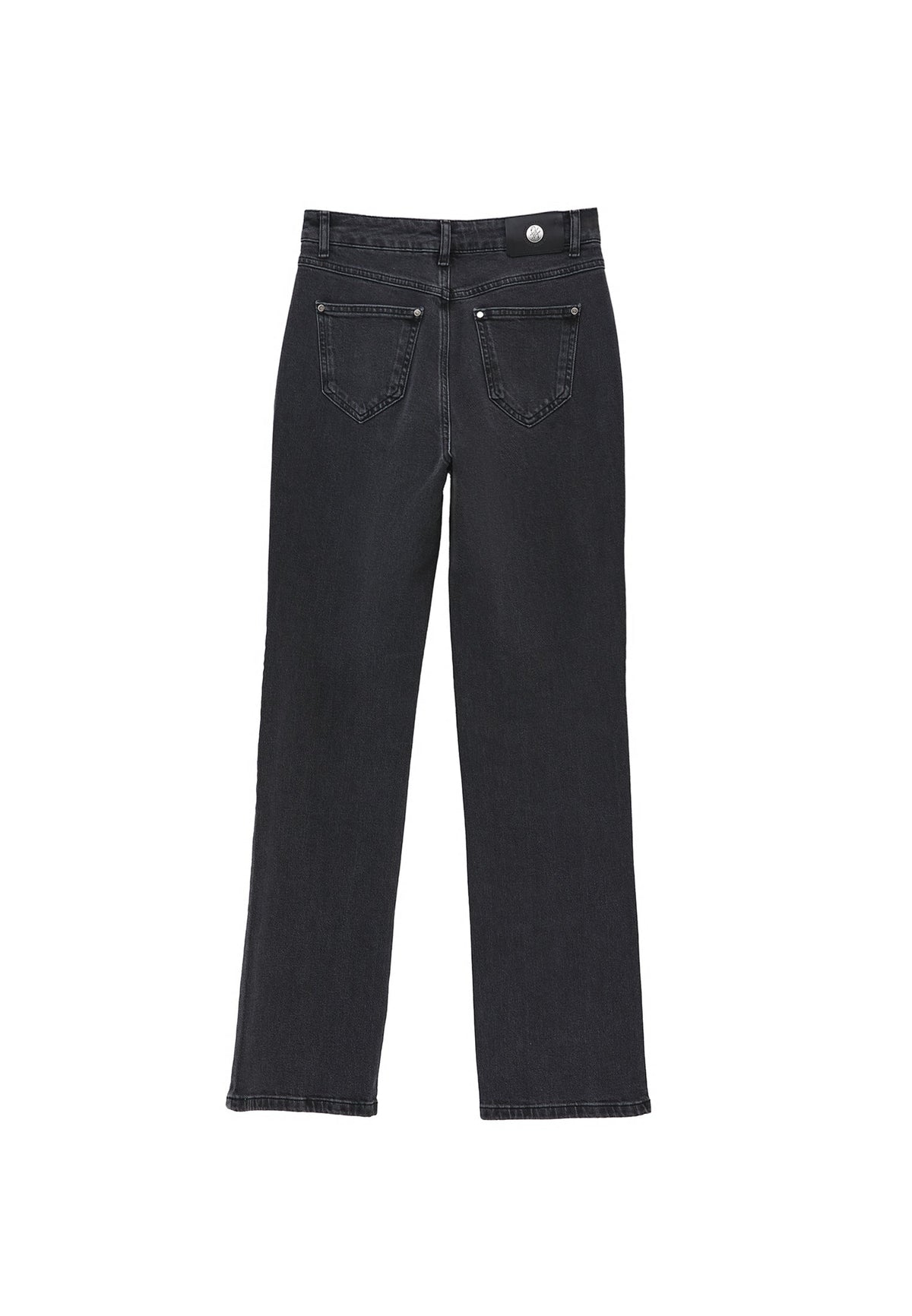 High Waist Straight Leg Denim Pants - DEEP GREY DENIM