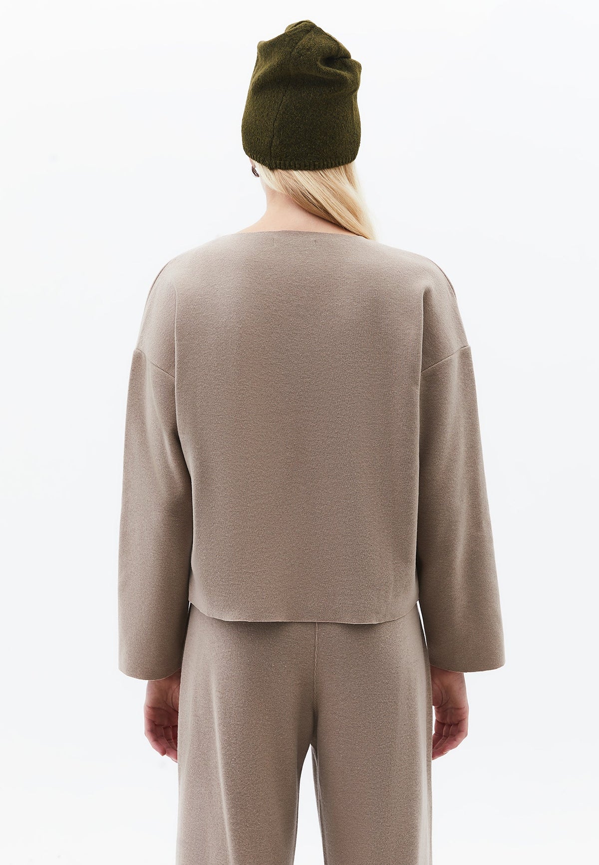 Loose V-Neck Sweater - DESERT TAUPE