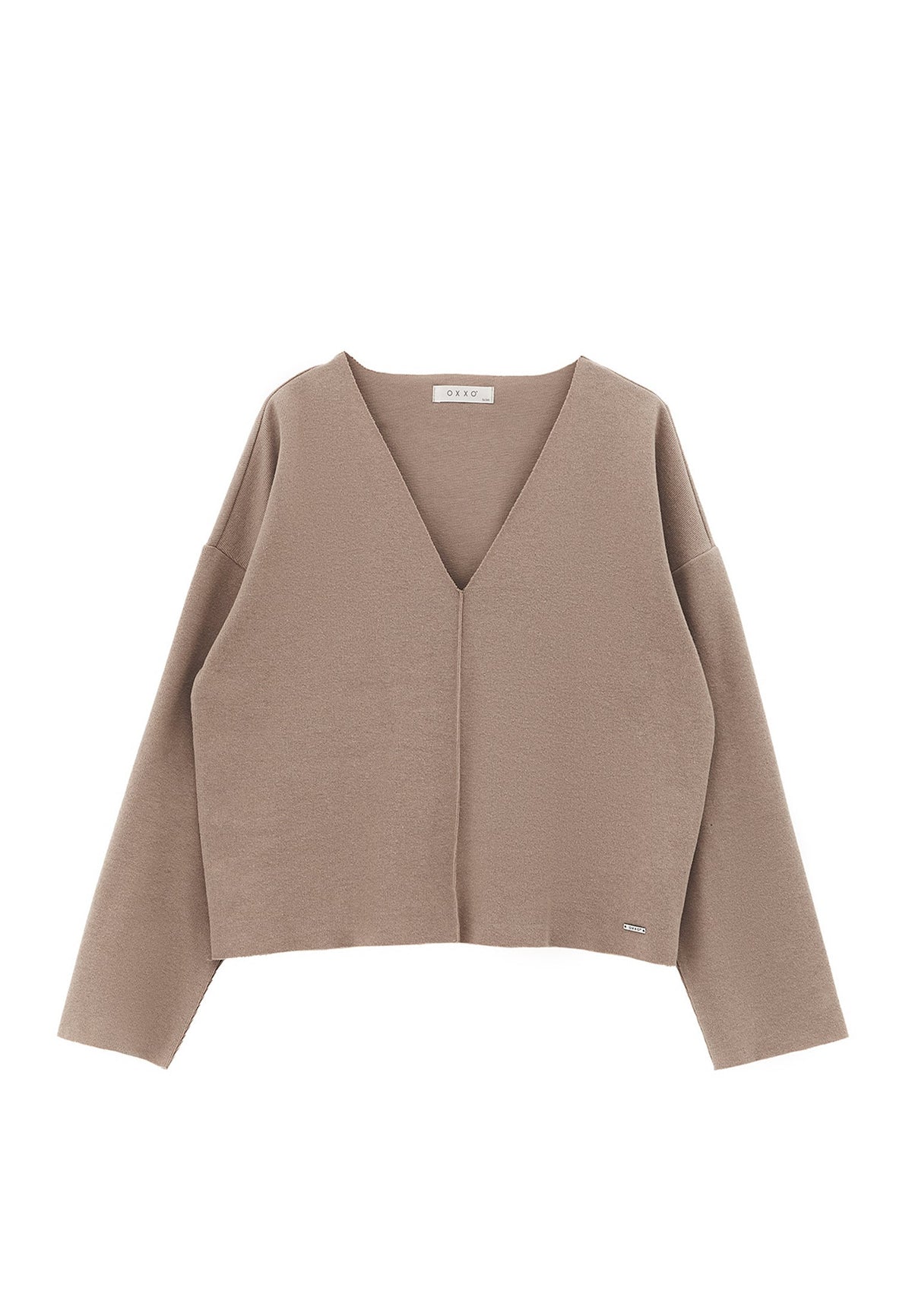 Loose V-Neck Sweater - DESERT TAUPE