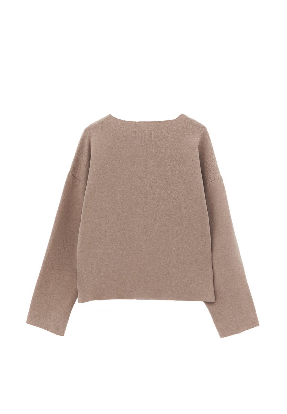 Loose V-Neck Sweater - DESERT TAUPE