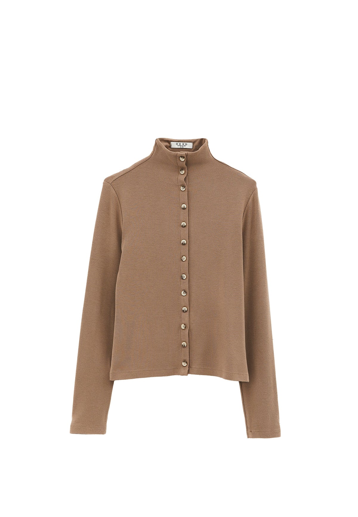 Bodycon Buttoned Blouse - DESERT TAUPE