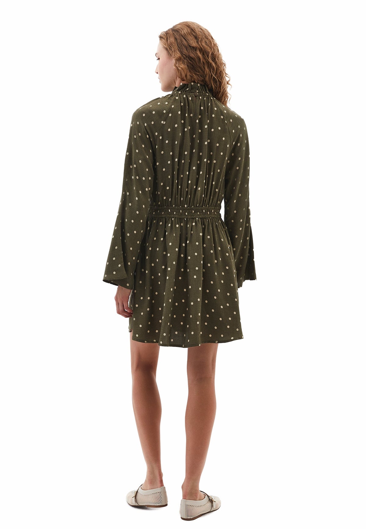 High Neck Printed Short Dress - DOT COMB
