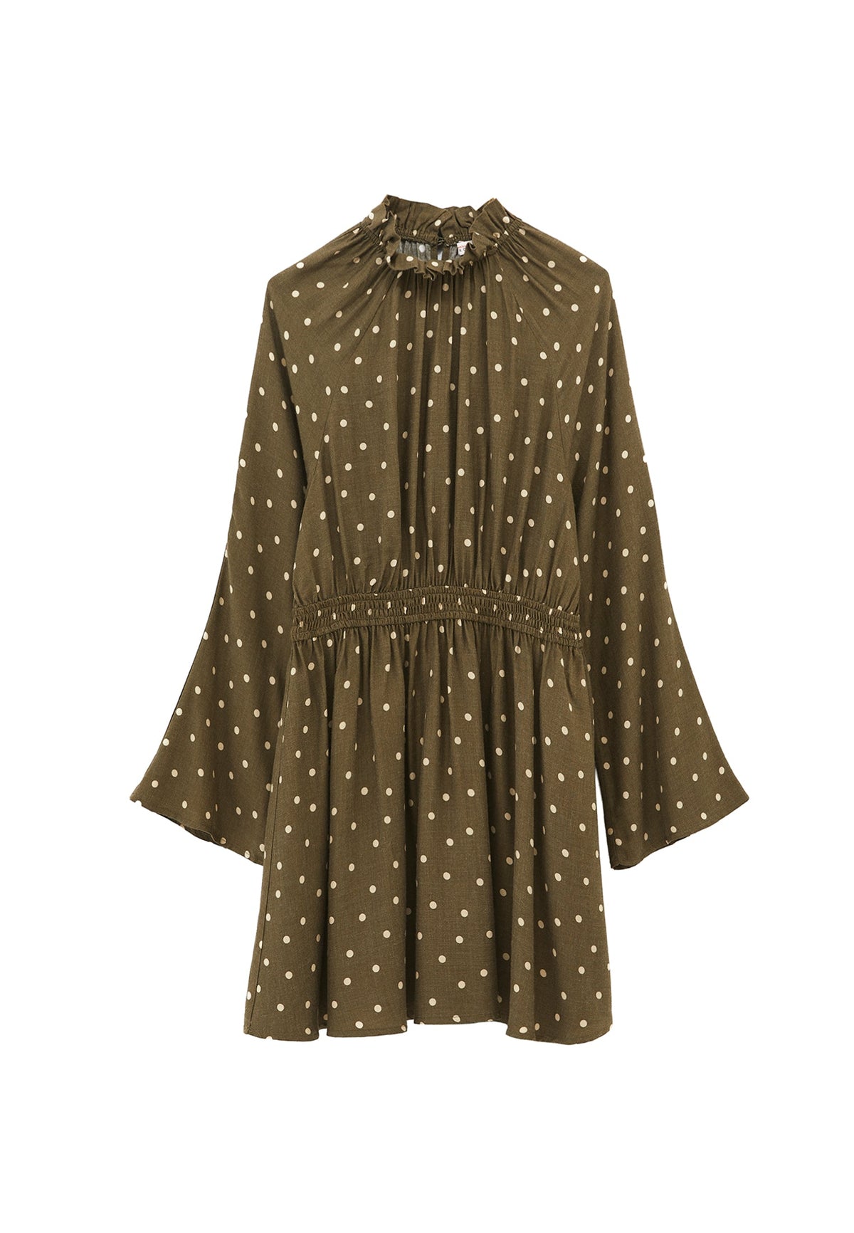 High Neck Printed Short Dress - DOT COMB