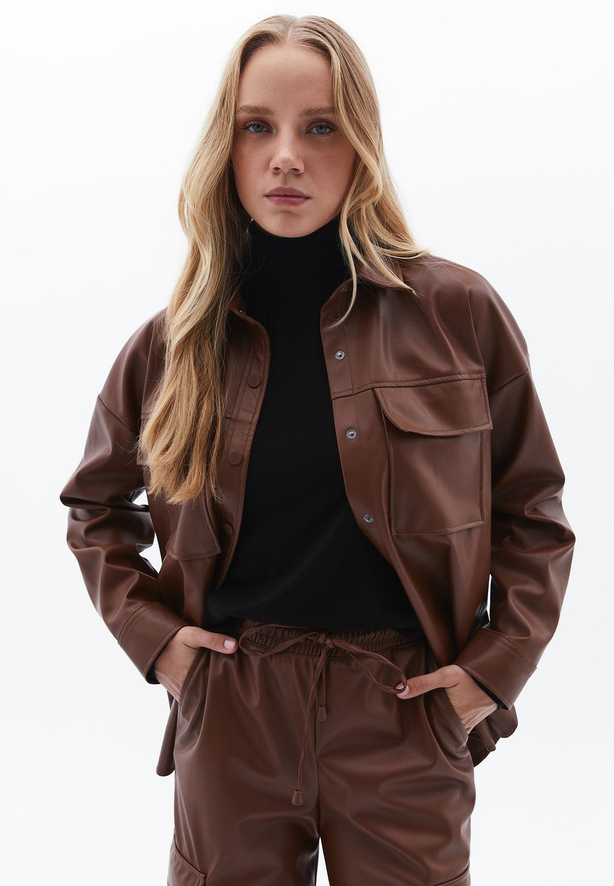 Oversize Pocket Detailed Shirt - DOWNTOWN BROWN