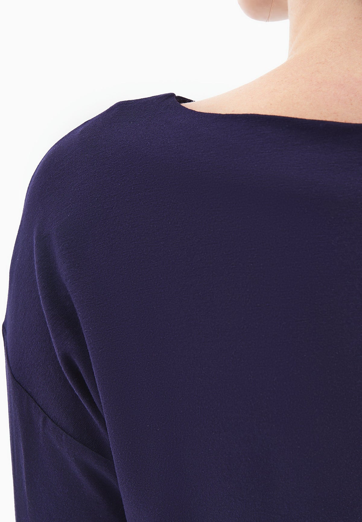 Boat Neck Long Sleeve T-Shirt - EVENING BLUE
