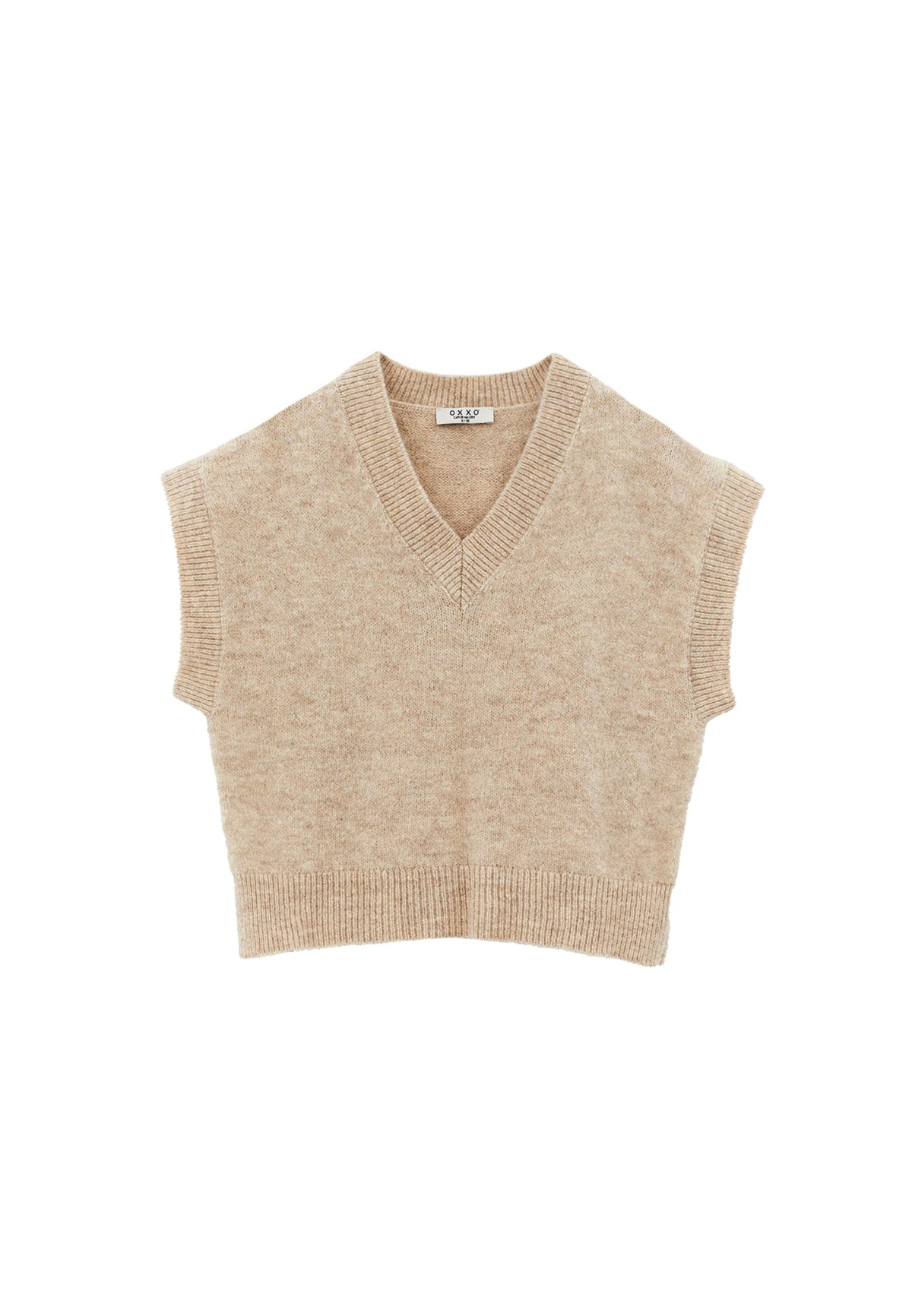 V Neck Short Comfortable Knit Vest - FEATHER GRAY MELANGE