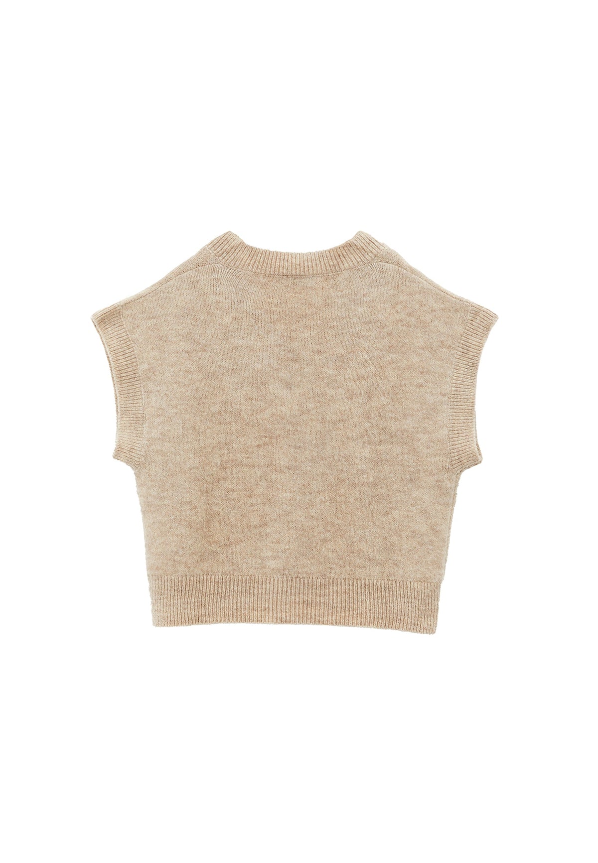 V Neck Short Comfortable Knit Vest - FEATHER GRAY MELANGE