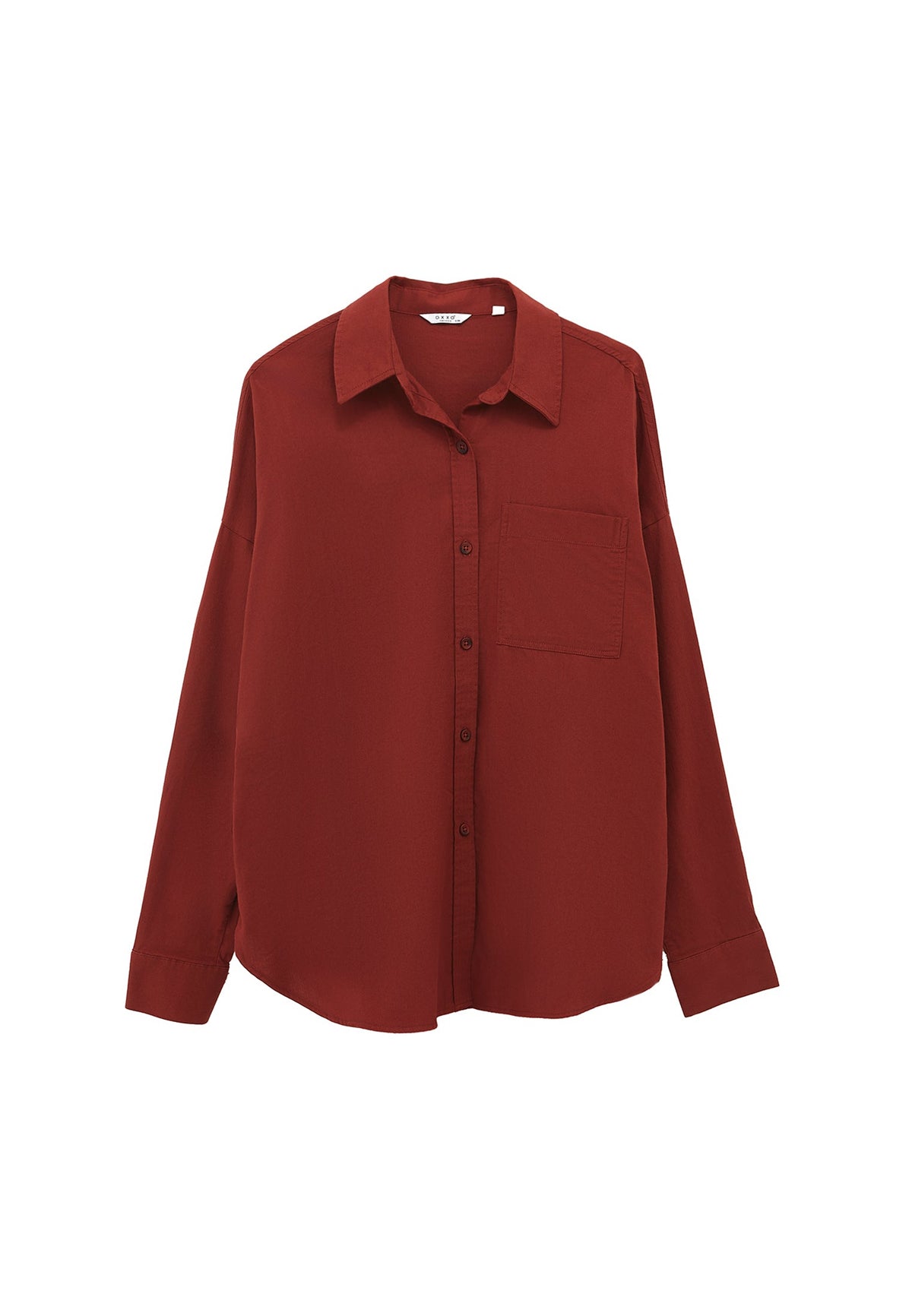 High Neck T-Shirt With Zipper Detail - FIRED BRICK