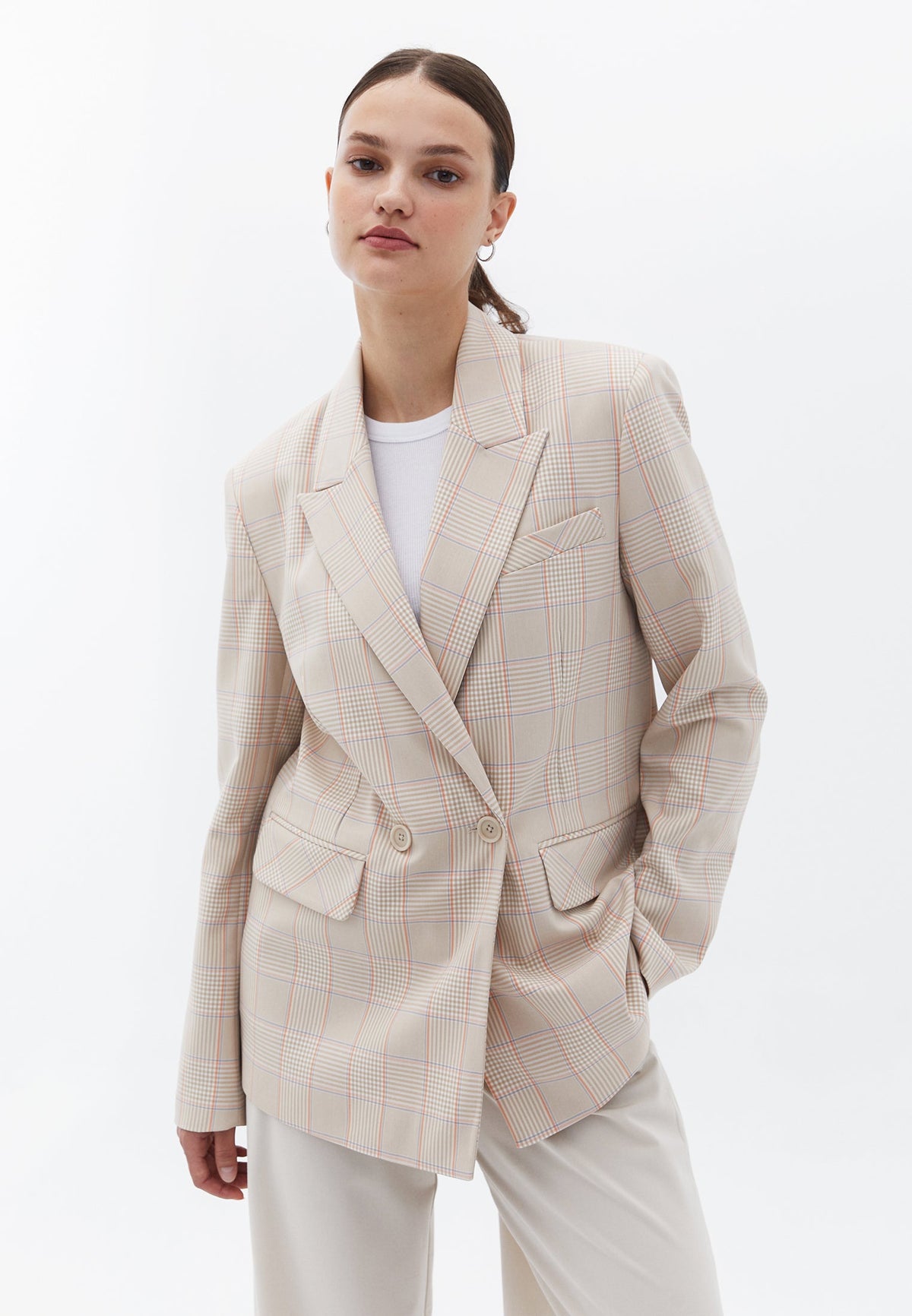 Crossover Oversize Long Sleeve Jacket - FRENCH OAK CHECK
